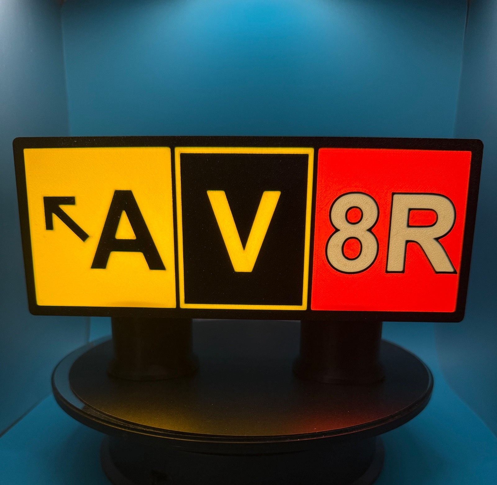 AV8R Aviation LED Lighted Sign | 3D Printed Aviator Desk Decor | USB-C Powered AV8R Aviation LED Lighted Sign | 3D Printed Aviator Desk Decor | USB-C Powered