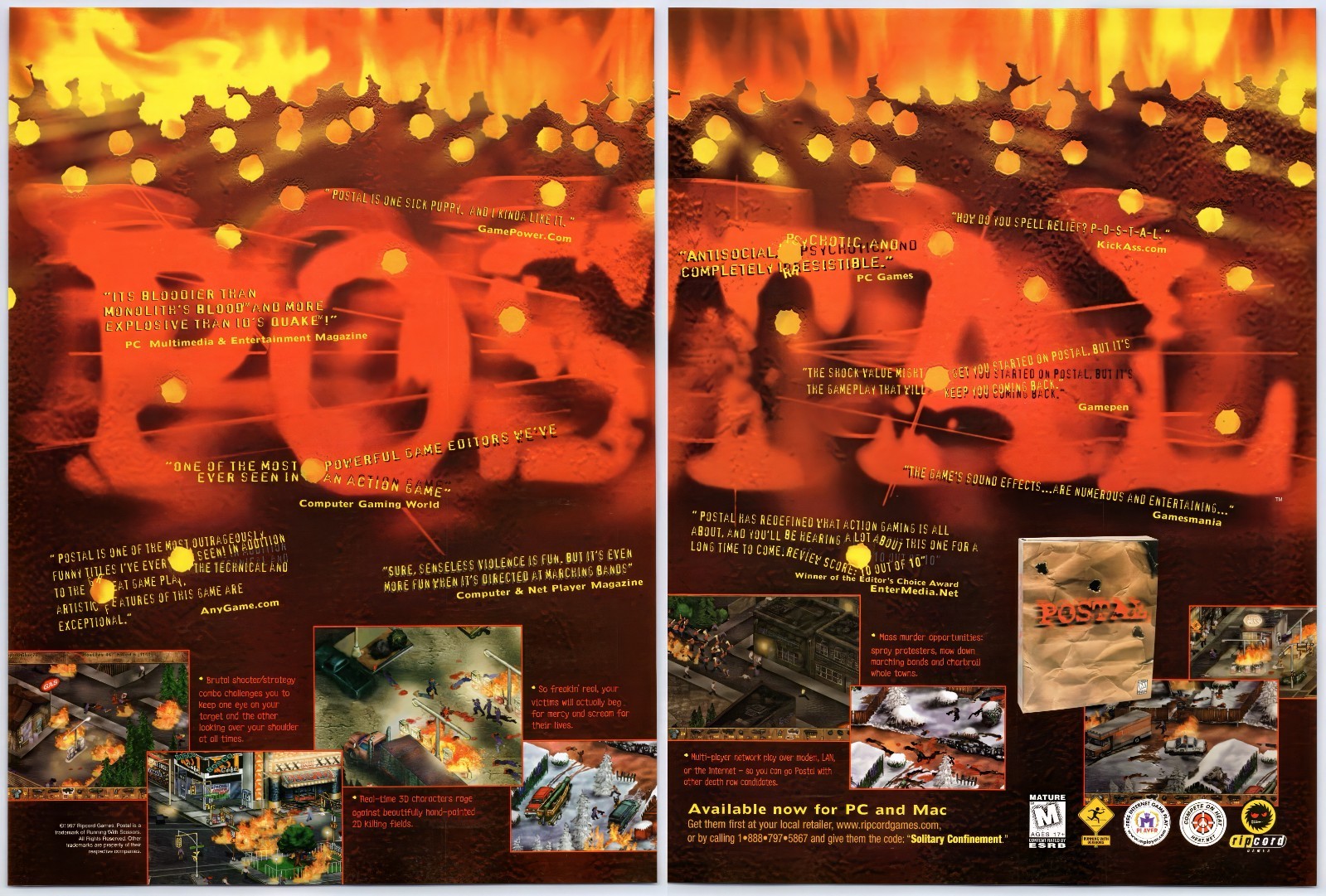 Postal - Running with Scissors PC Game - Original Print Ad/Poster Promo Art 1997