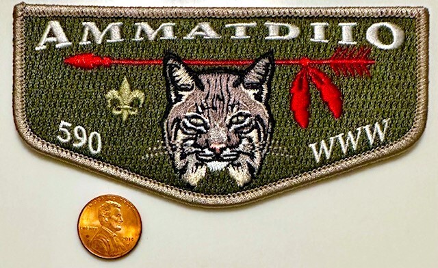 BOY SCOUT OA LODGE 590 AMMATDIIO CROSSROADS OF THE WEST COUNCIL FLAP LYNX