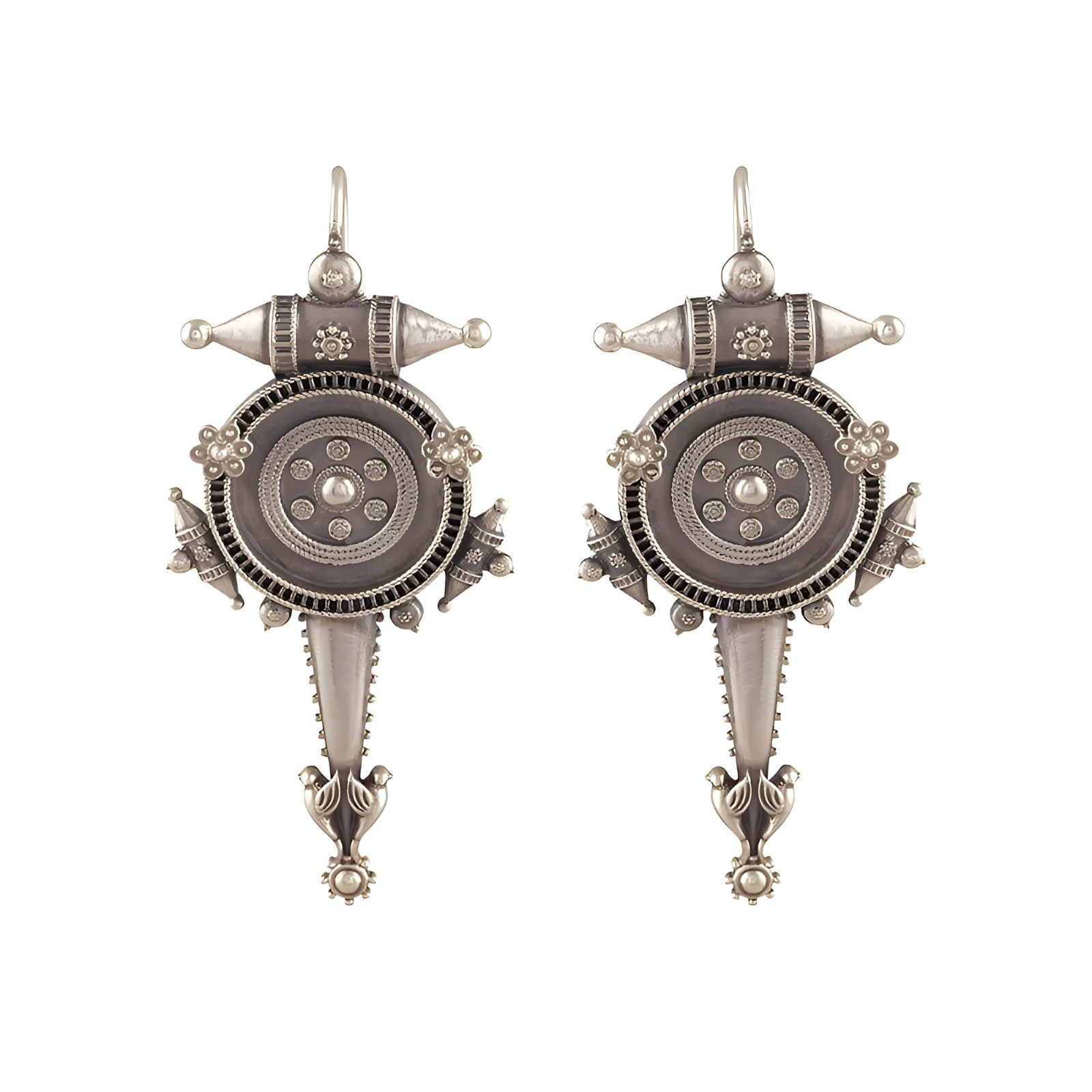ANTIQUE / VINTAGE NAVAJO INDIAN SILVER PLATED DANGLER EARRINGS - OLD + NICE ANTIQUE / VINTAGE NAVAJO INDIAN SILVER PLATED DANGLER EARRINGS - OLD + NICE