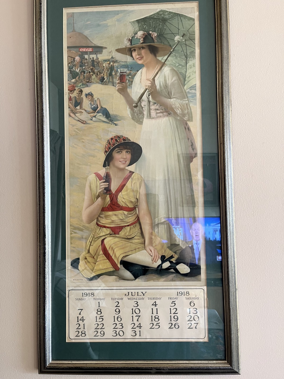 ORIGINAL FRAMED 1918 COCA-COLA CALENDAR ORIGINAL FRAMED 1918 COCA-COLA CALENDAR
