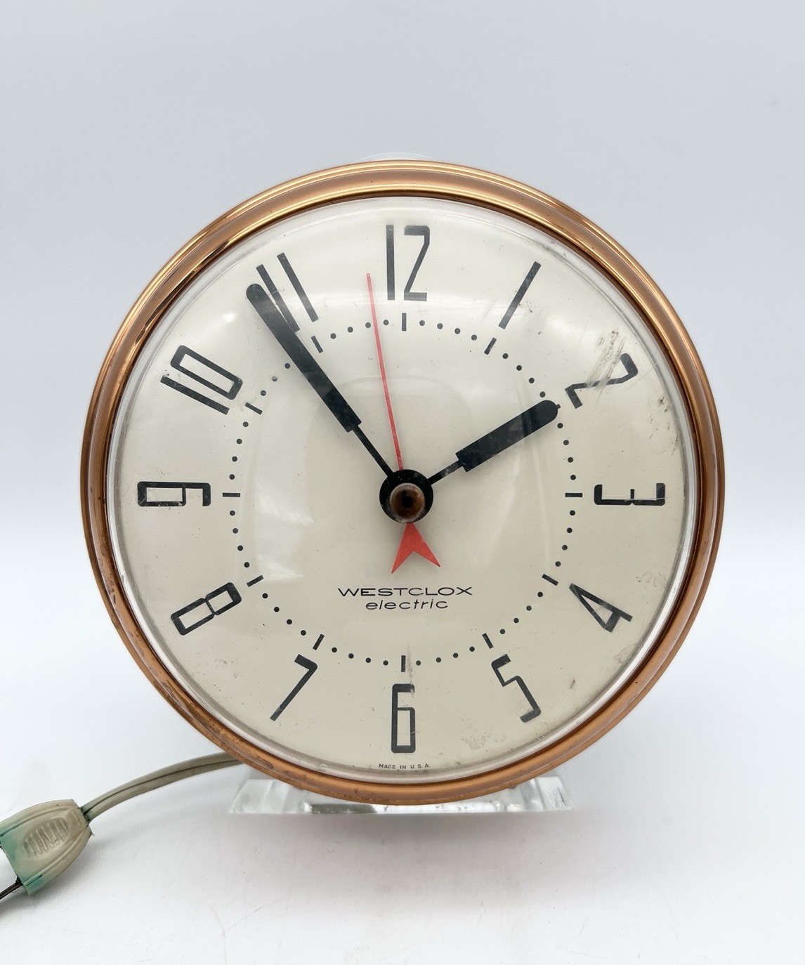Vintage Westclox Spice S8-E Copper Electric Wall Clock MCM USA Working