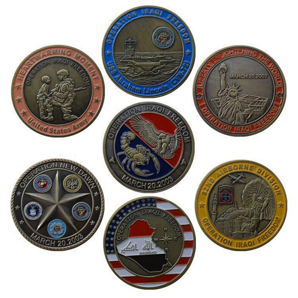 7pc/set Operation Iraqi Freedom Sanit George Pray for US Military Challenge Coin