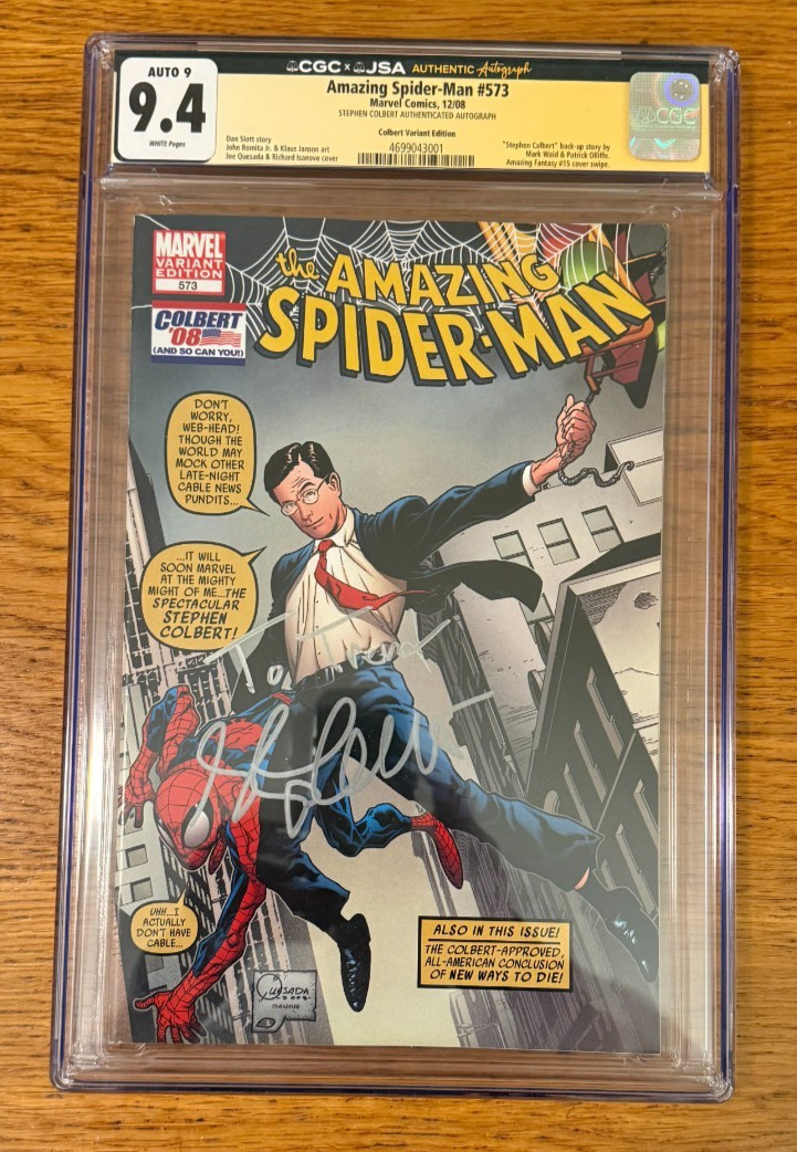 Amazing Spider-Man #573 Signed STEPHEN COLBERT Autographed JSA Authentic CGC 9.4