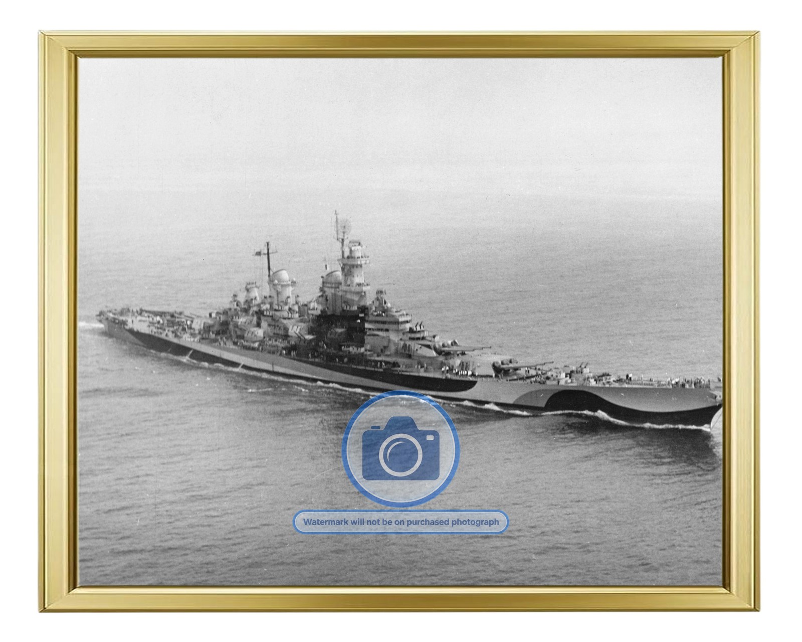 USS MISSOURI BATTLESHIP CHESAPEAKE BAY WWII 1944 8X10 GOLD FRAMED PHOTO