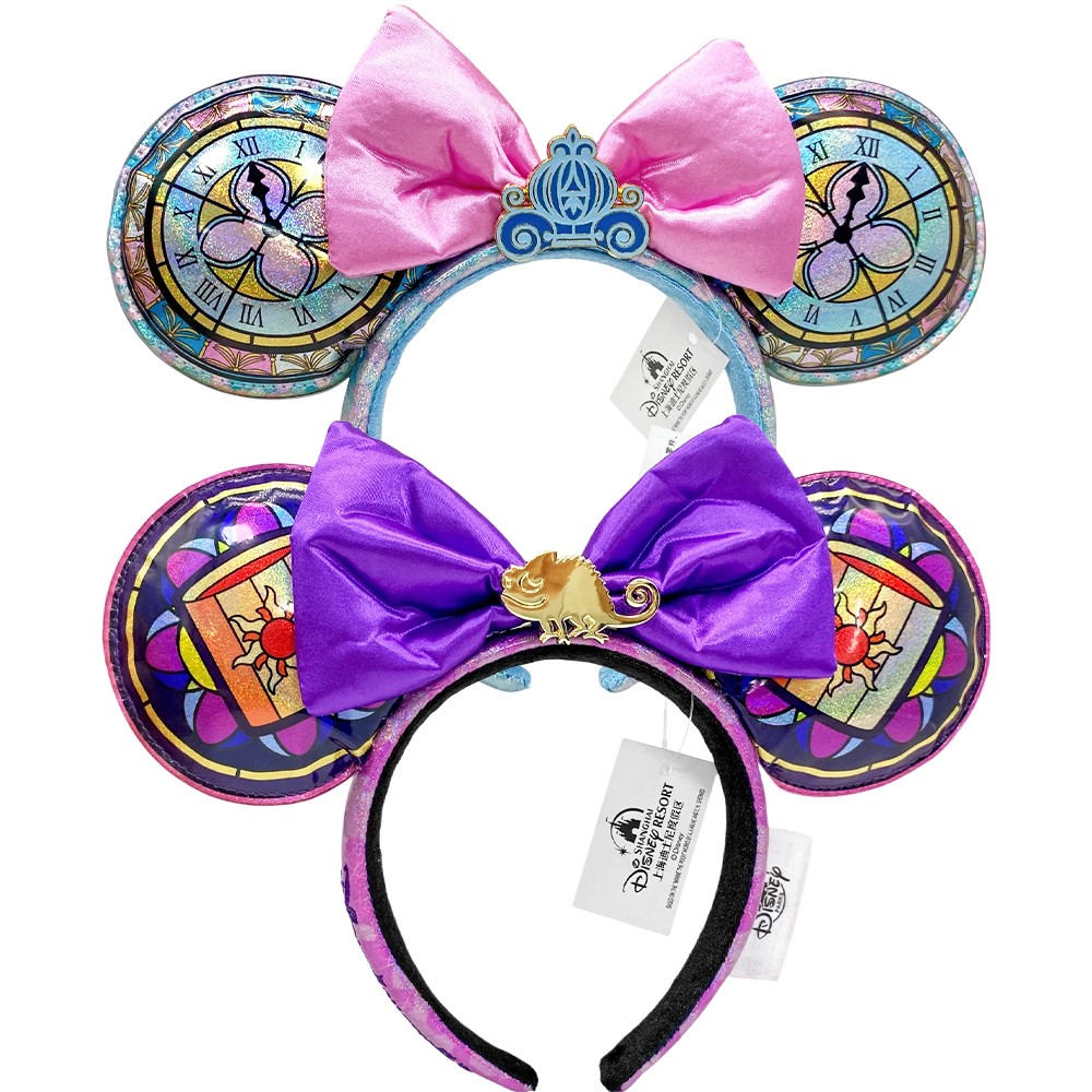 2PCS Loungefly Disney- Princess Stained Glass Cinderella & Rapunzel Ear Headband