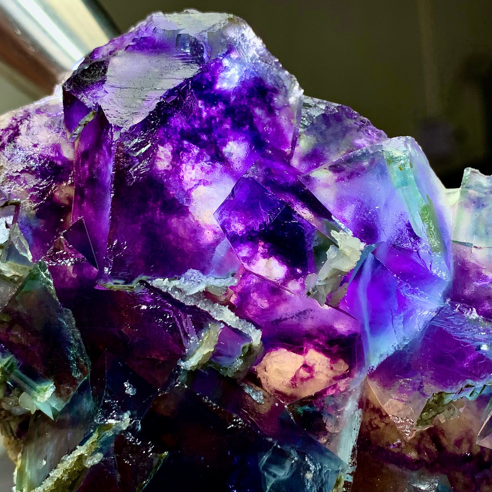 2LB Rare Natural Purple Bluecubic fluorite mineral crystal sample