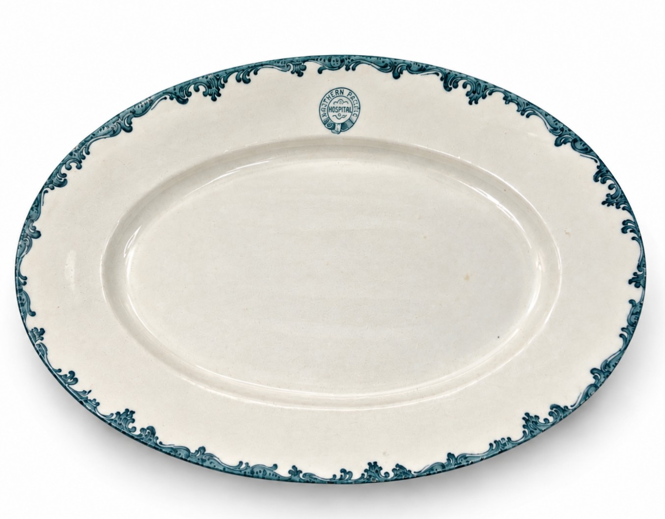Antique Southern Pacific Hospital 17” Platter Harriman Blue Maddock Railroad