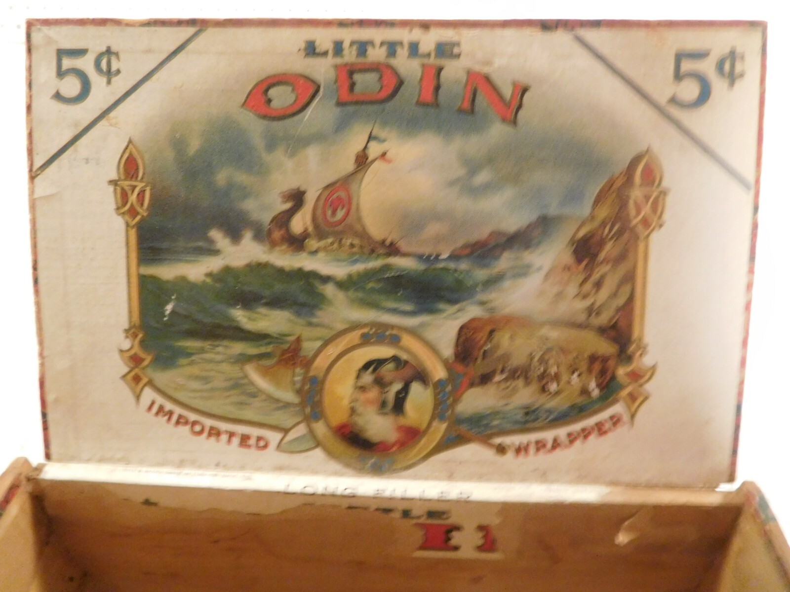 VIKING ~ Little Odin ~  Cigars Antique Wood Box