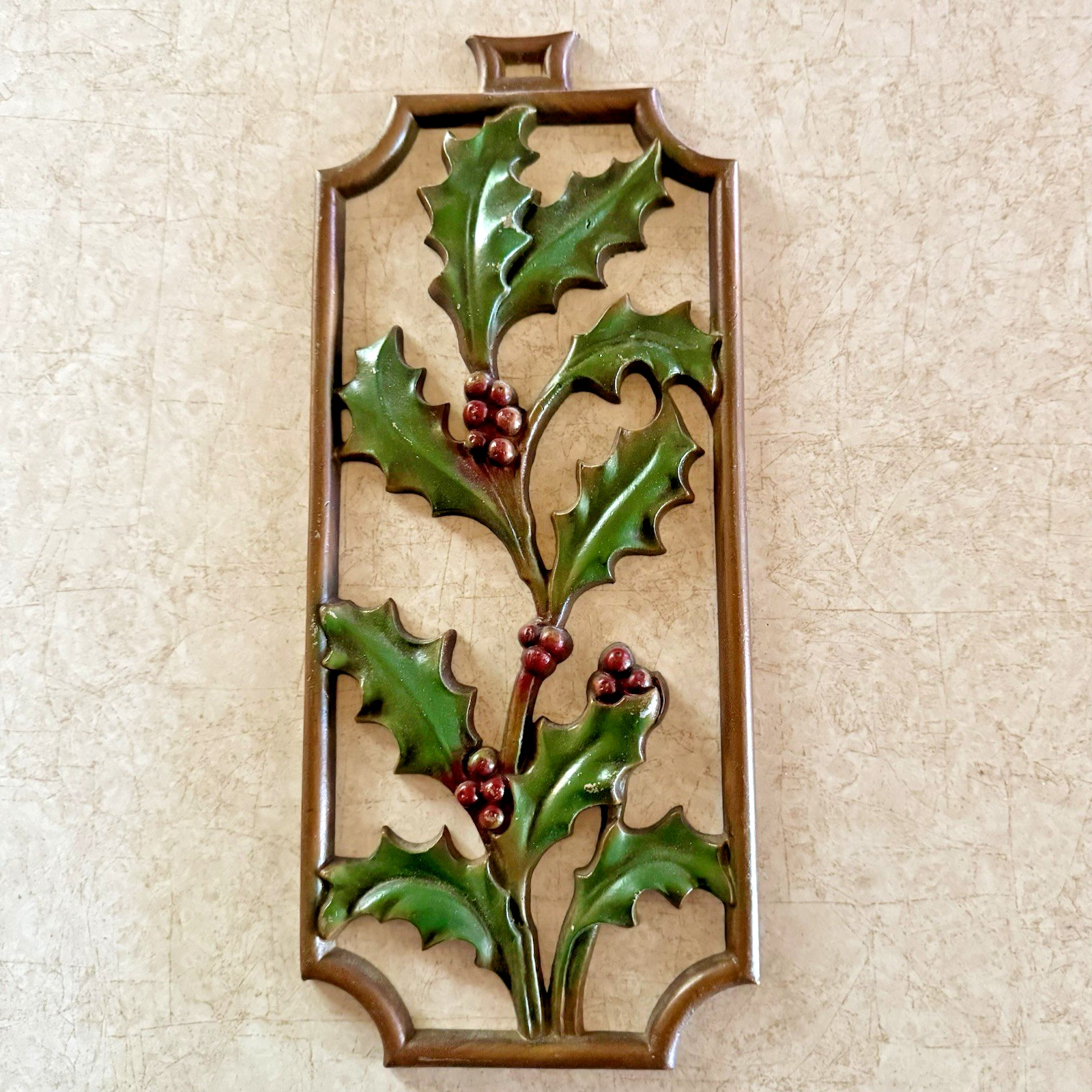 Vintage Sexton USA Holly Berries Metal Wall Plaque Christmas MCM 12 Vintage Sexton USA Holly Berries Metal Wall Plaque Christmas MCM 12