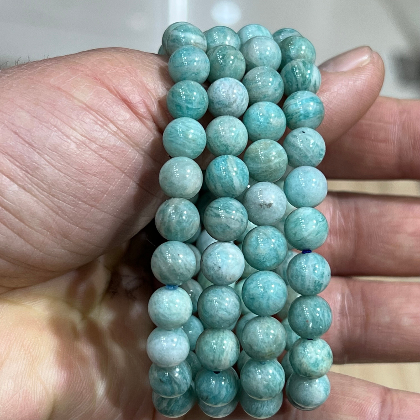 Wholesale Lot 6 Pcs Natura Amazonite 8mm 7.5\