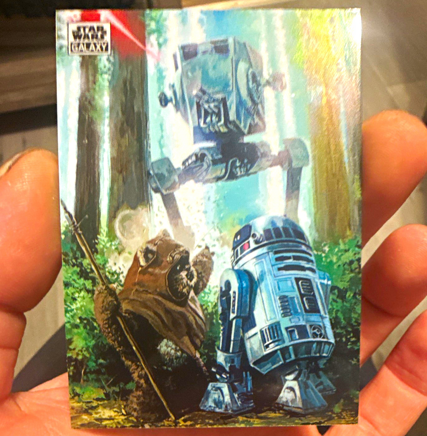 Topps 2024 Star Wars Galaxy Wicket and R2-D2 #49 Refractor Hugh Fleming
