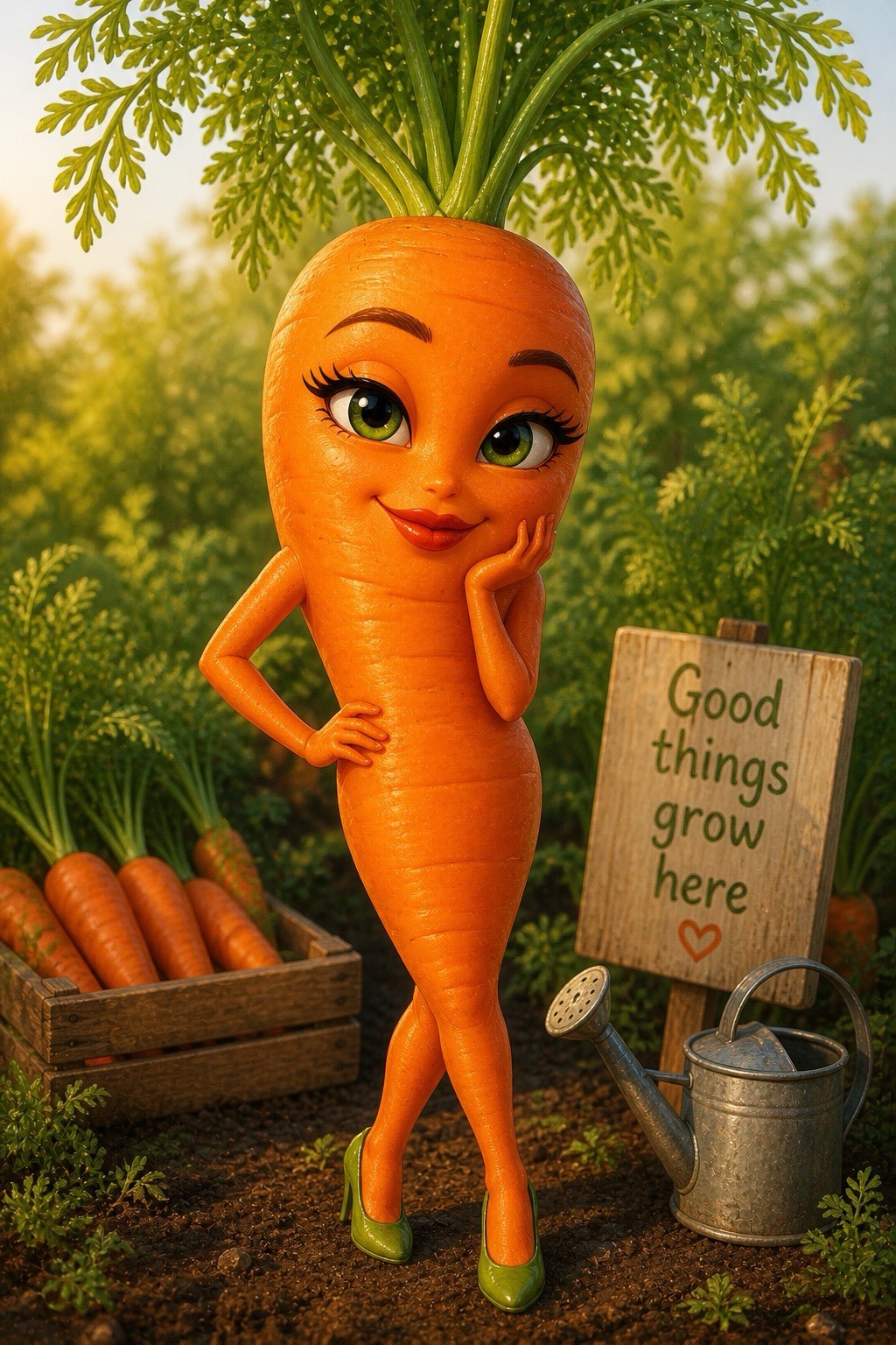Anthropomorphic Carrot Veggie Face MODERN Postcard Sexy Vegetable B691