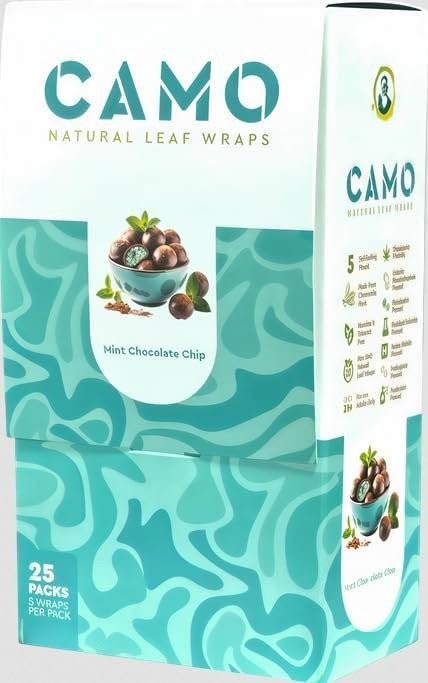 Camo Natural Leaf Wraps - (Mint Chocolate Chip) 125 Wraps Box Camo Natural Leaf Wraps - (Mint Chocolate Chip) 125 Wraps Box