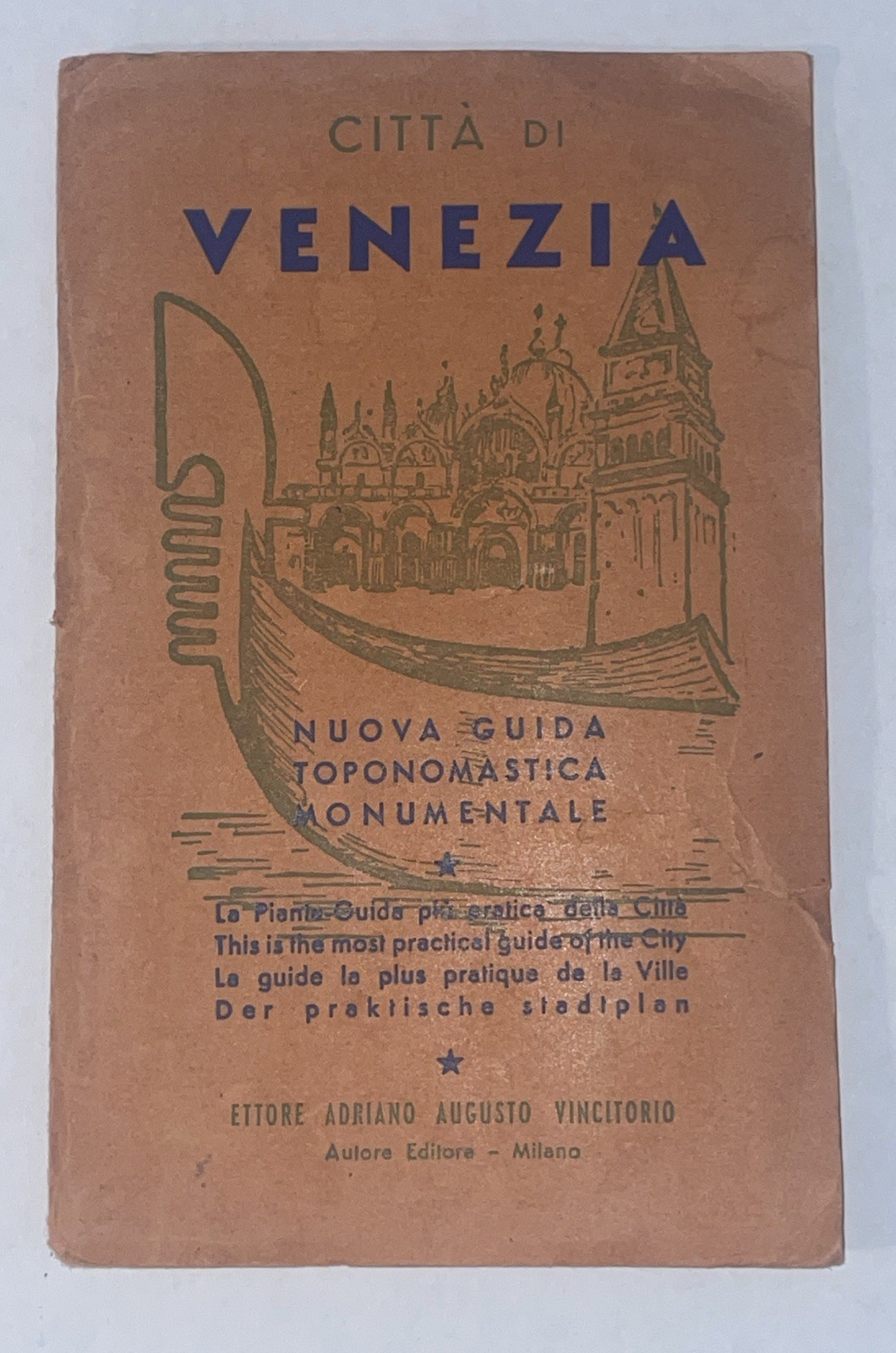 Antique Citta Di Venezia Fold Out Map Italy