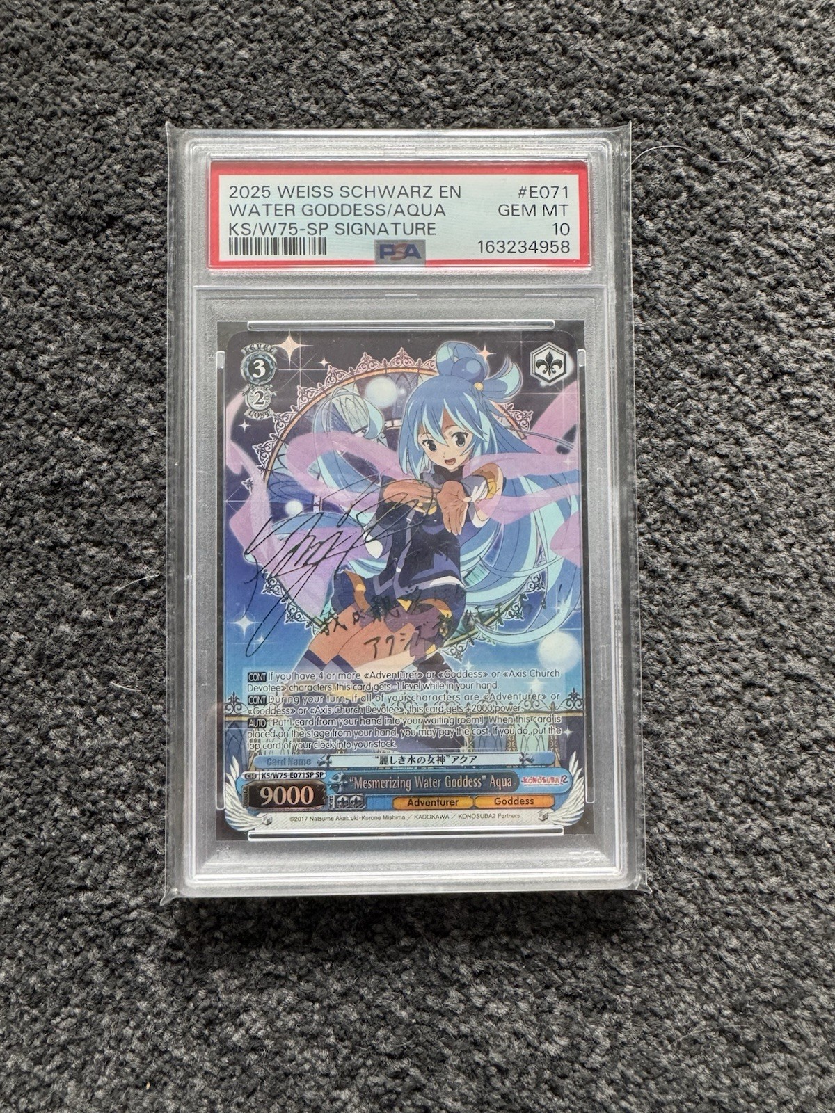 Bushiroad Weiss Schwarz Konosuba 2 Aqua KS/W75-E071SP SP Foil Auto PSA10 Eng