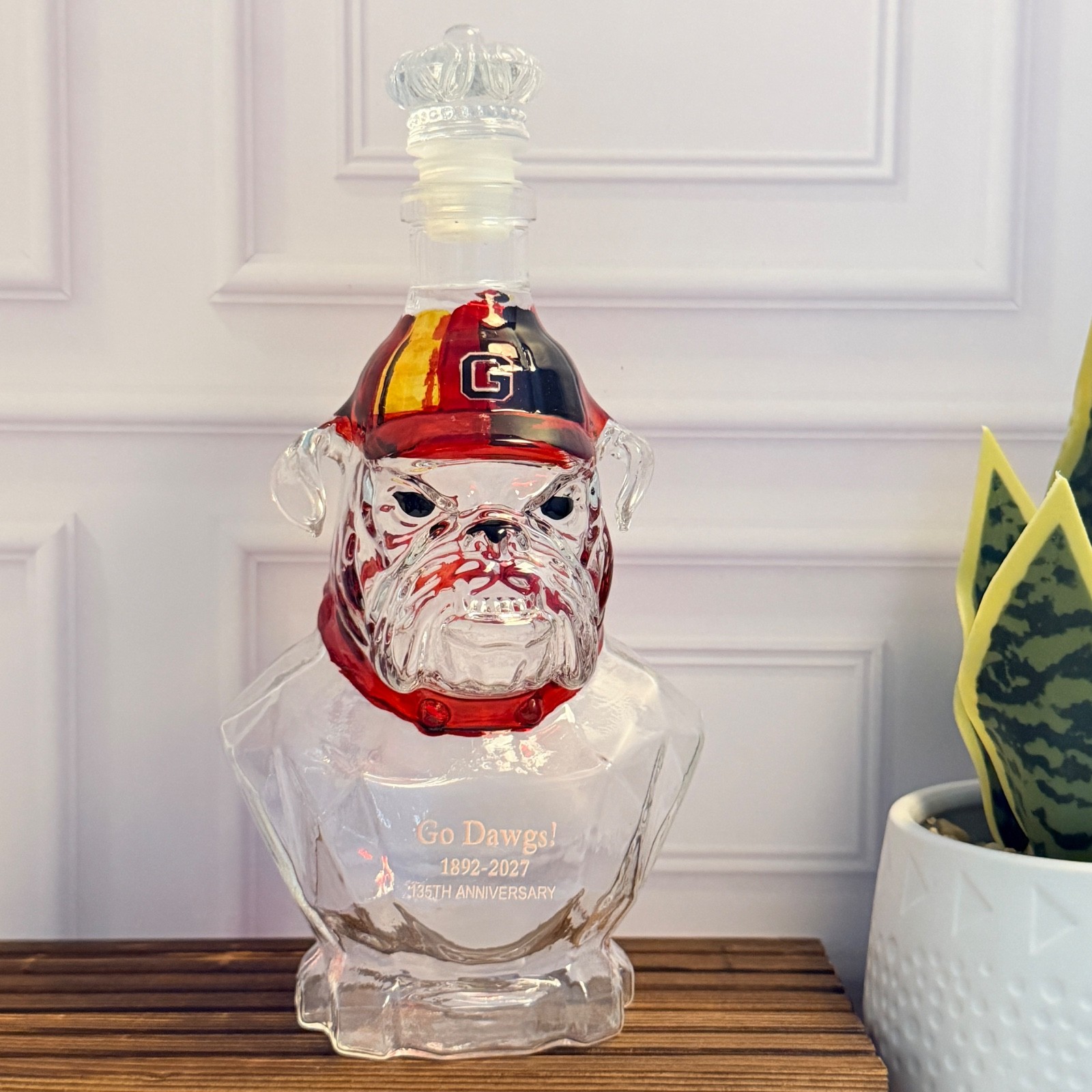 Georgia Bulldogs Football UGA Liquor Whiskey Decanter Bottle 135th Anniversary