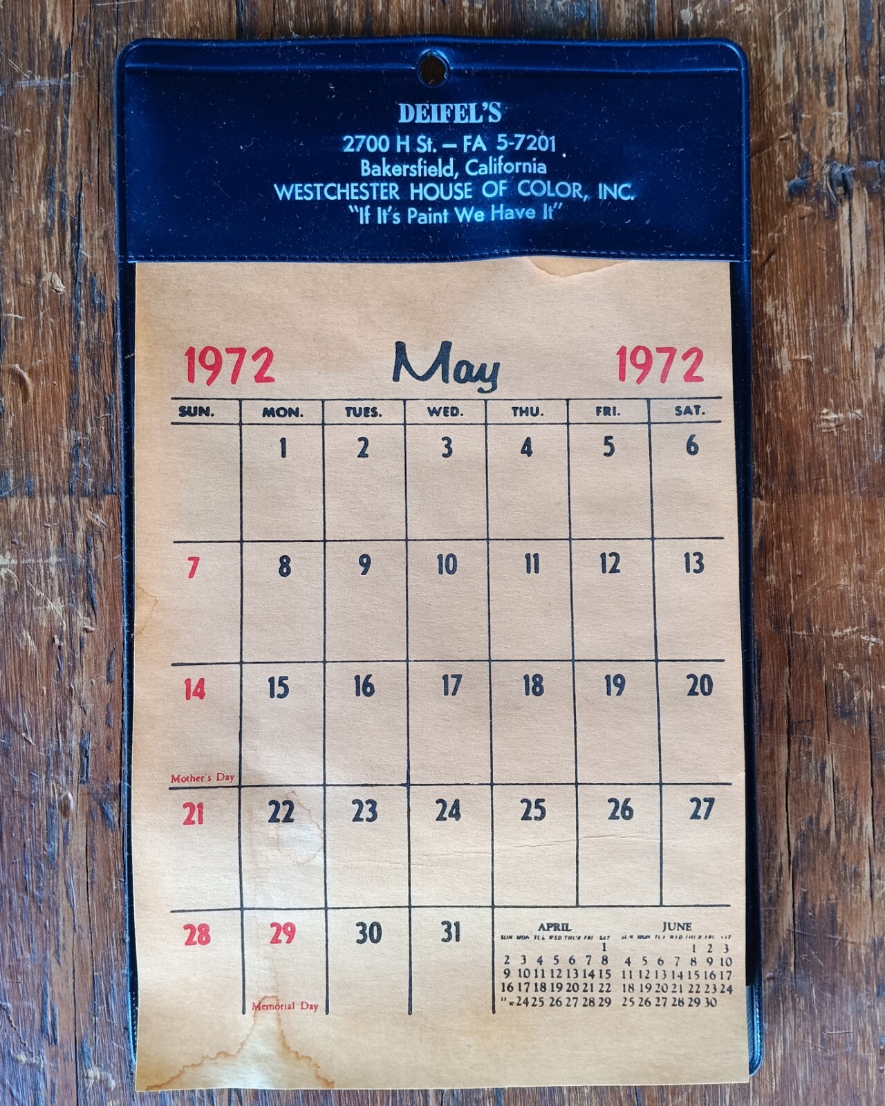Vintage Deifel\'s Bakersfield CA 1972 Advertising Automotive Paint Shop Calendar Vintage Deifel\'s Bakersfield CA 1972 Advertising Automotive Paint Shop Calendar