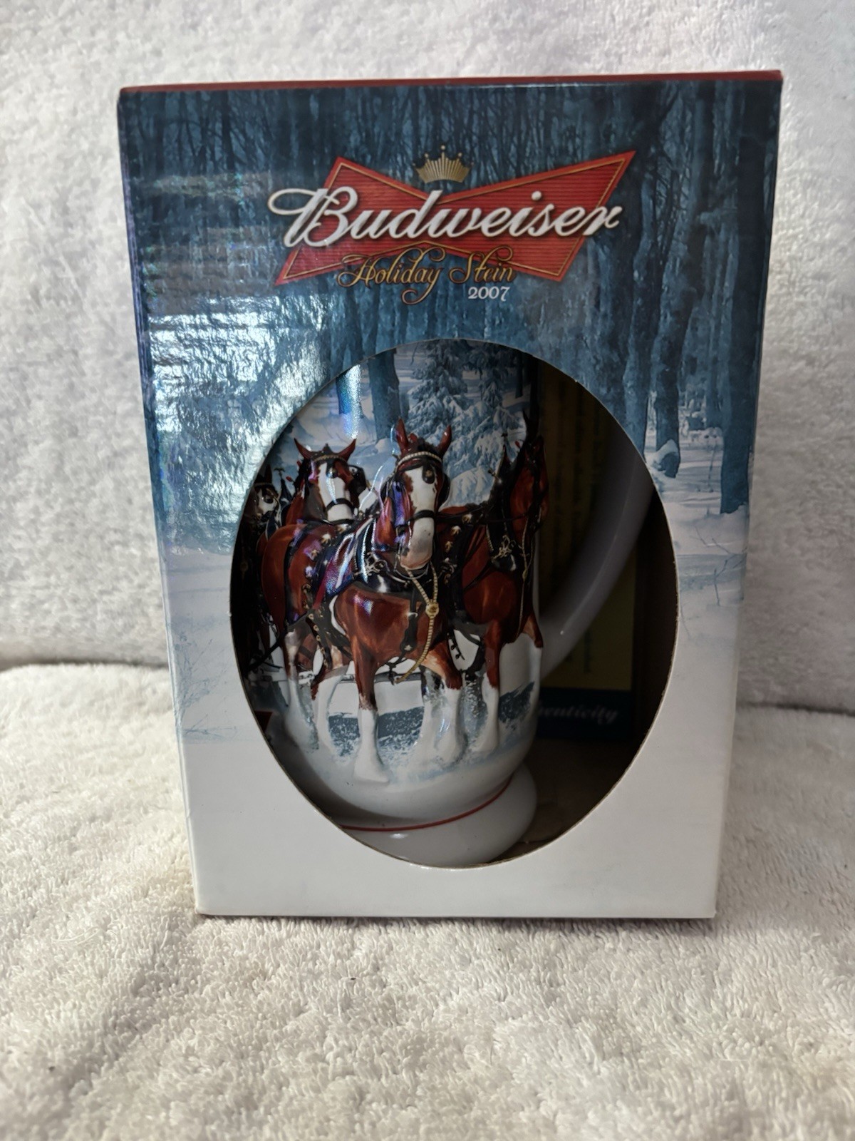 Budweiser 2007 Holiday Stein Winter's Calm Beer Mug CS678 Clydesdales-W/COA-NIB Budweiser 2007 Holiday Stein Winter's Calm Beer Mug CS678 Clydesdales-W/COA-NIB