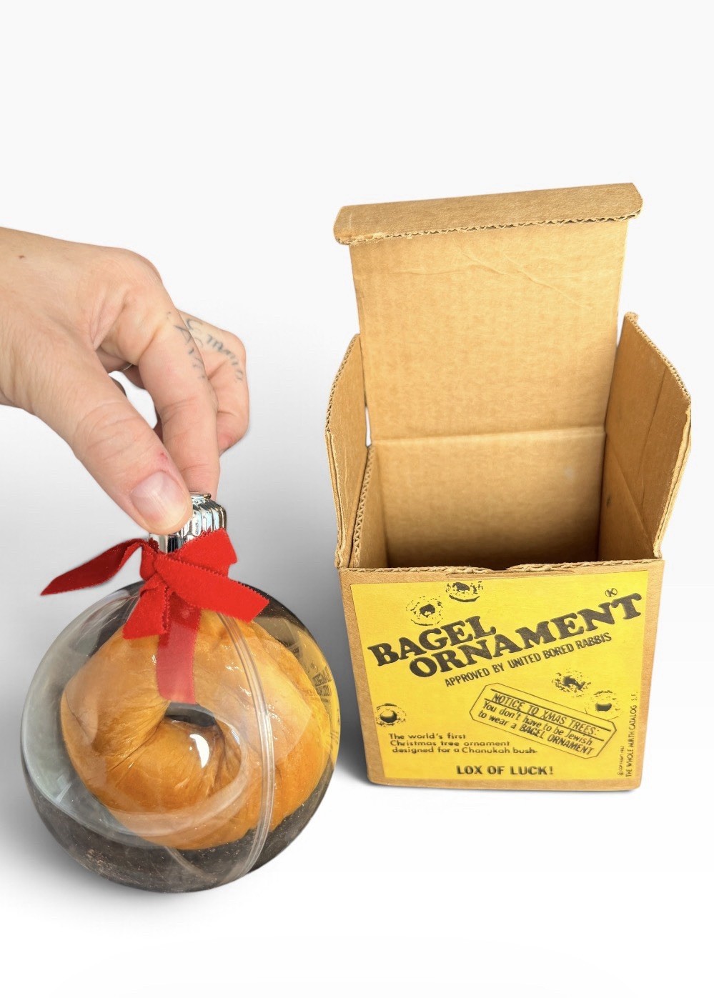 Vintage 1983 Real Bagel Ornament Jewish Chanukah Gag Gift Original Box