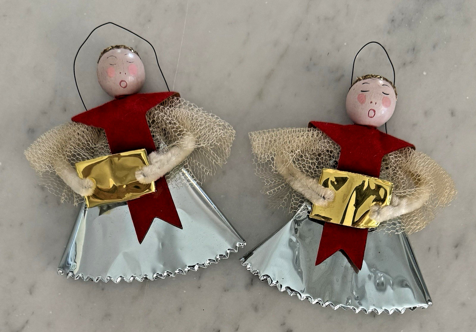 Vintage 1950s MCM Christmas Foil, Tulle, & Chenille Choir Angel Ornaments RARE Vintage 1950s MCM Christmas Foil, Tulle, & Chenille Choir Angel Ornaments RARE