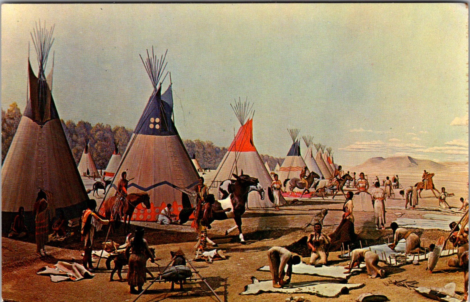 Plains Indian Encampment MI State University Ann Arbor Vintage Postcard TP15-11
