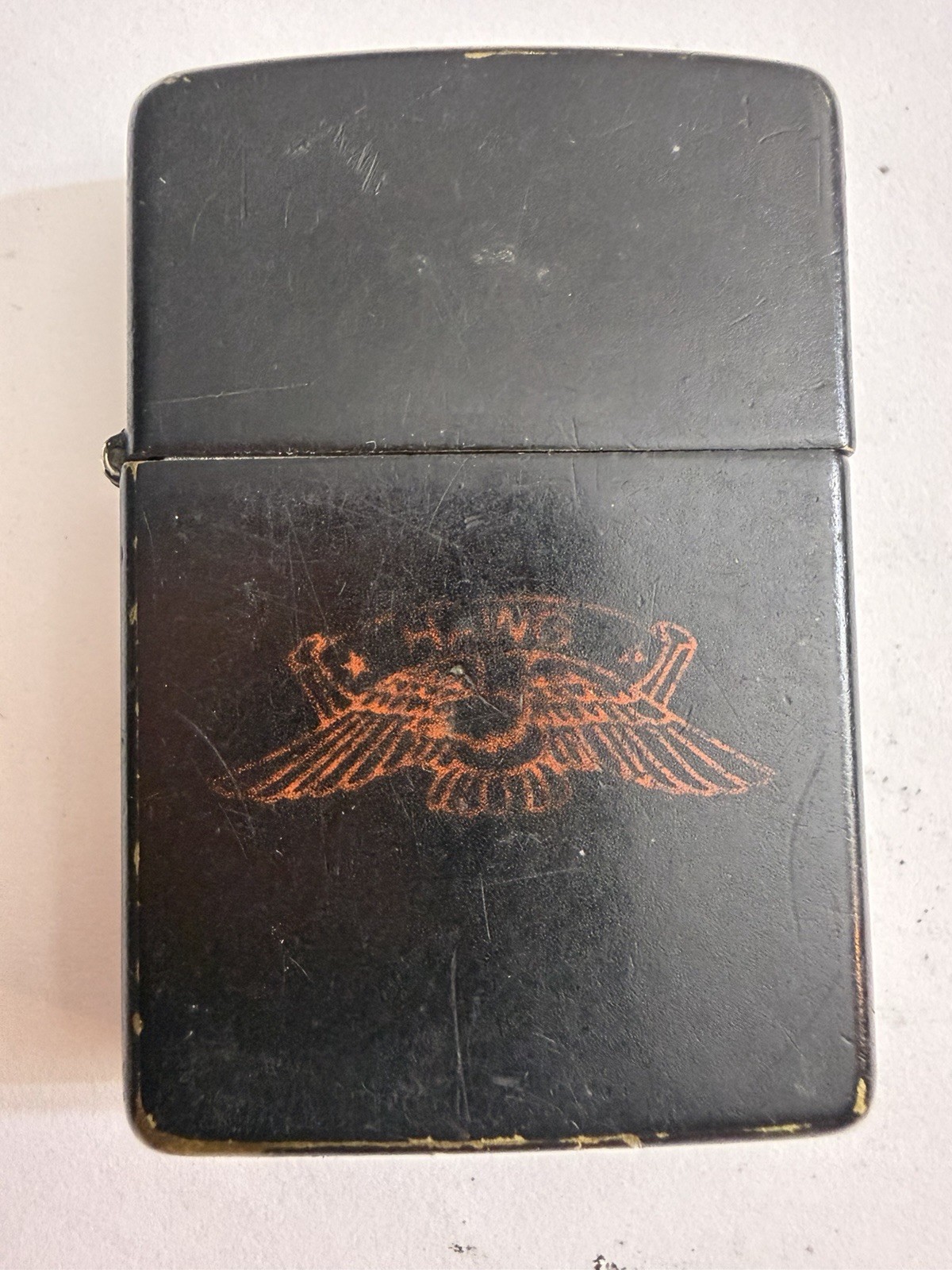Vintage 1955-56 Zippo Lighter Black Harley Davidson HOG Eagle Logo 1993 Insert