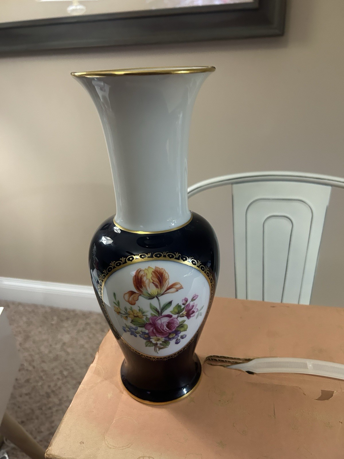 Jimenau Echt Kobalt Vase Made In Germany Cobalt Blue Gold Accents Vintage