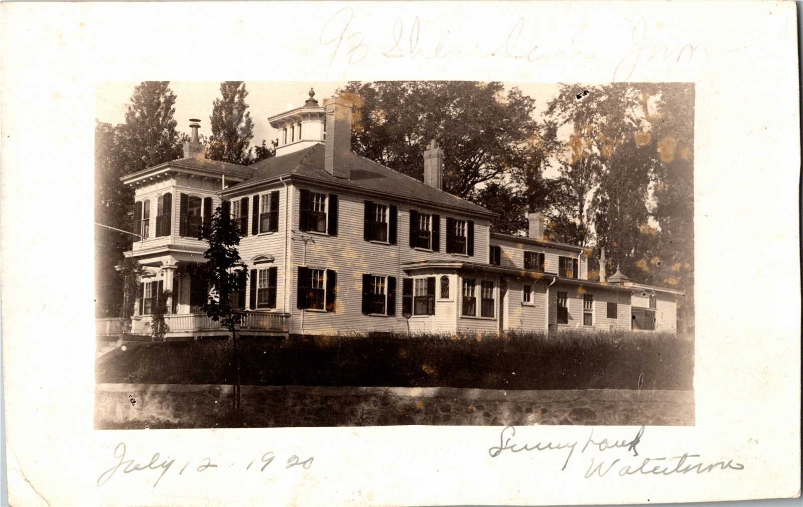 RPPC Postcard MA Watertown Sunny Bank Home for Convalescing Patients 1920 K71