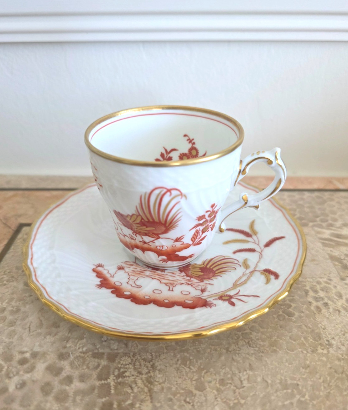 Richard Ginori Siena Rust Rooster Demitasse Espresso Cup & Saucer -- 8 Available