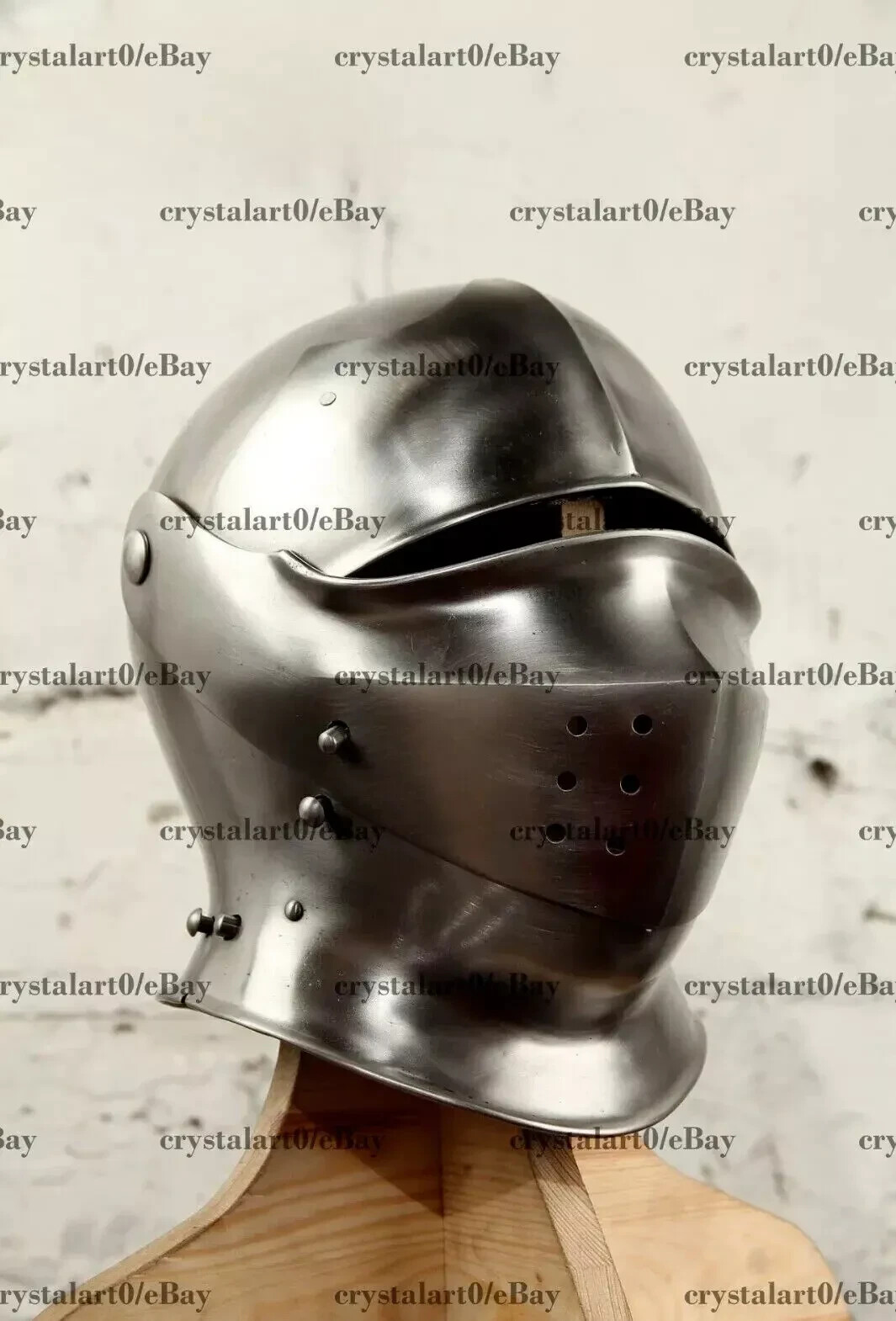 16G Steel Medieval Armet Helmet Bascinet Closed Armet Helmet Larp Viking Replica