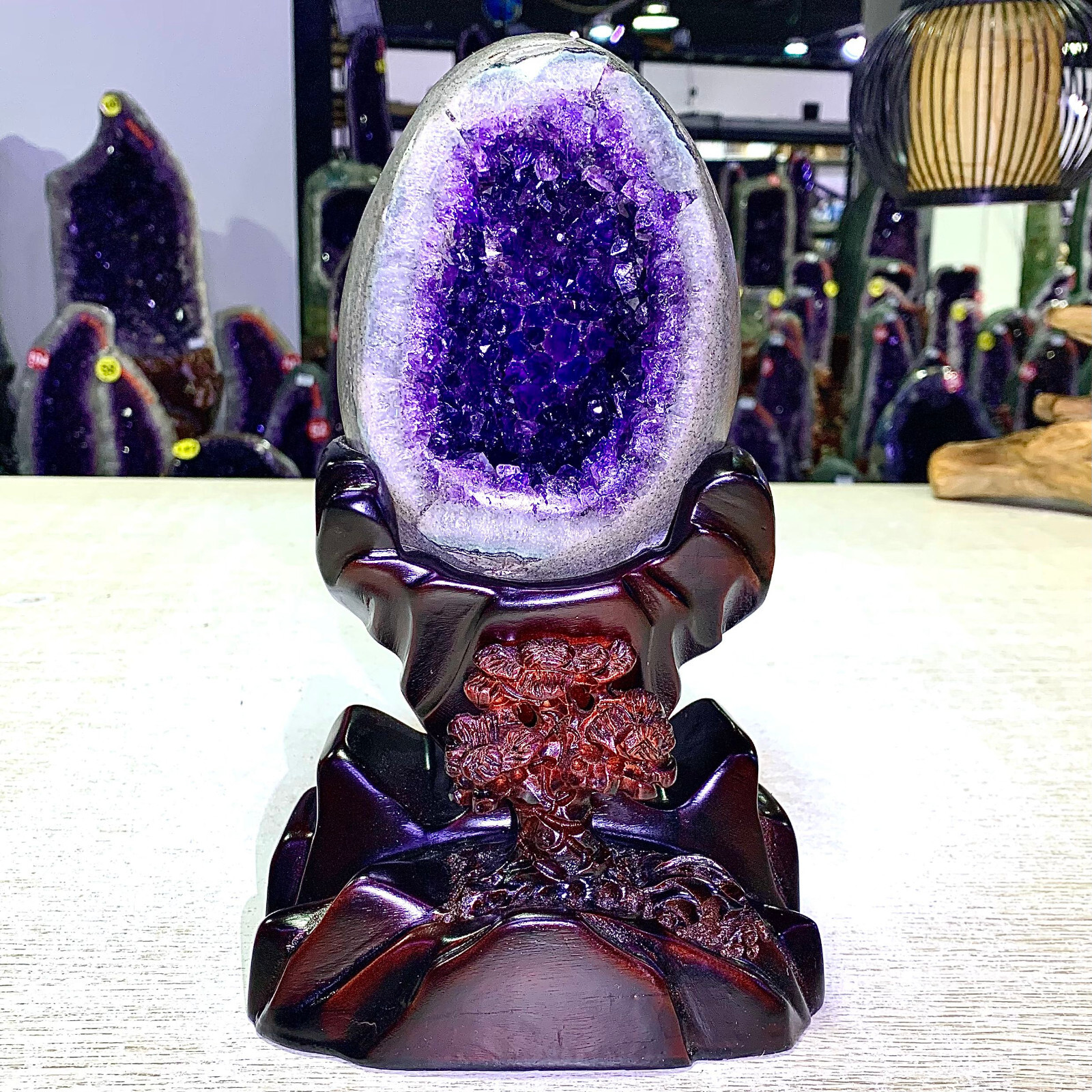 3.39LB Rare Uruguayan amethyst dragon egg cave decoration+base 3.39LB Rare Uruguayan amethyst dragon egg cave decoration+base