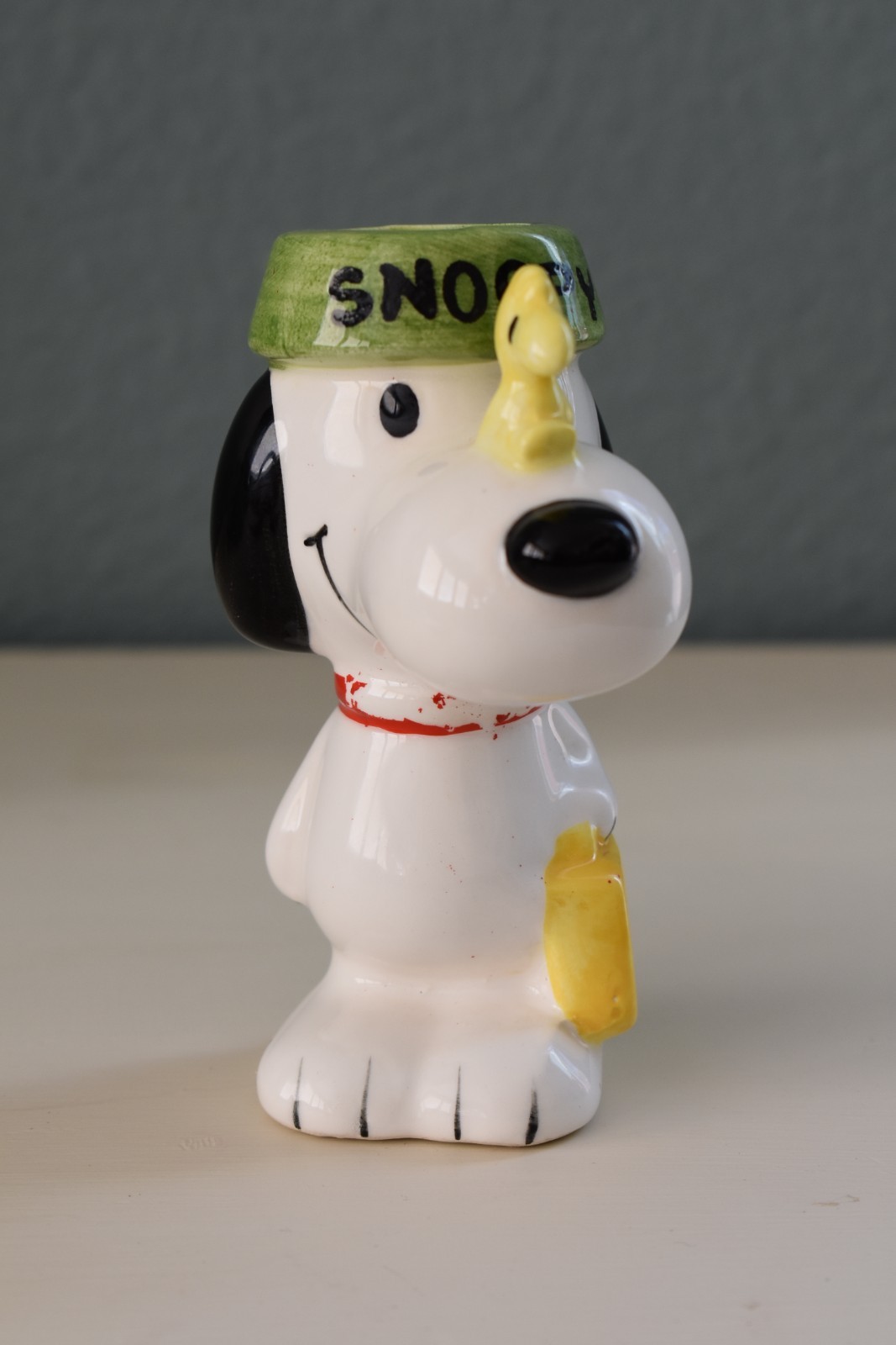 Vintage 1966 Peanuts Snoopy & Woodstock Ceramic Vase Figurine Charles M. Schulz