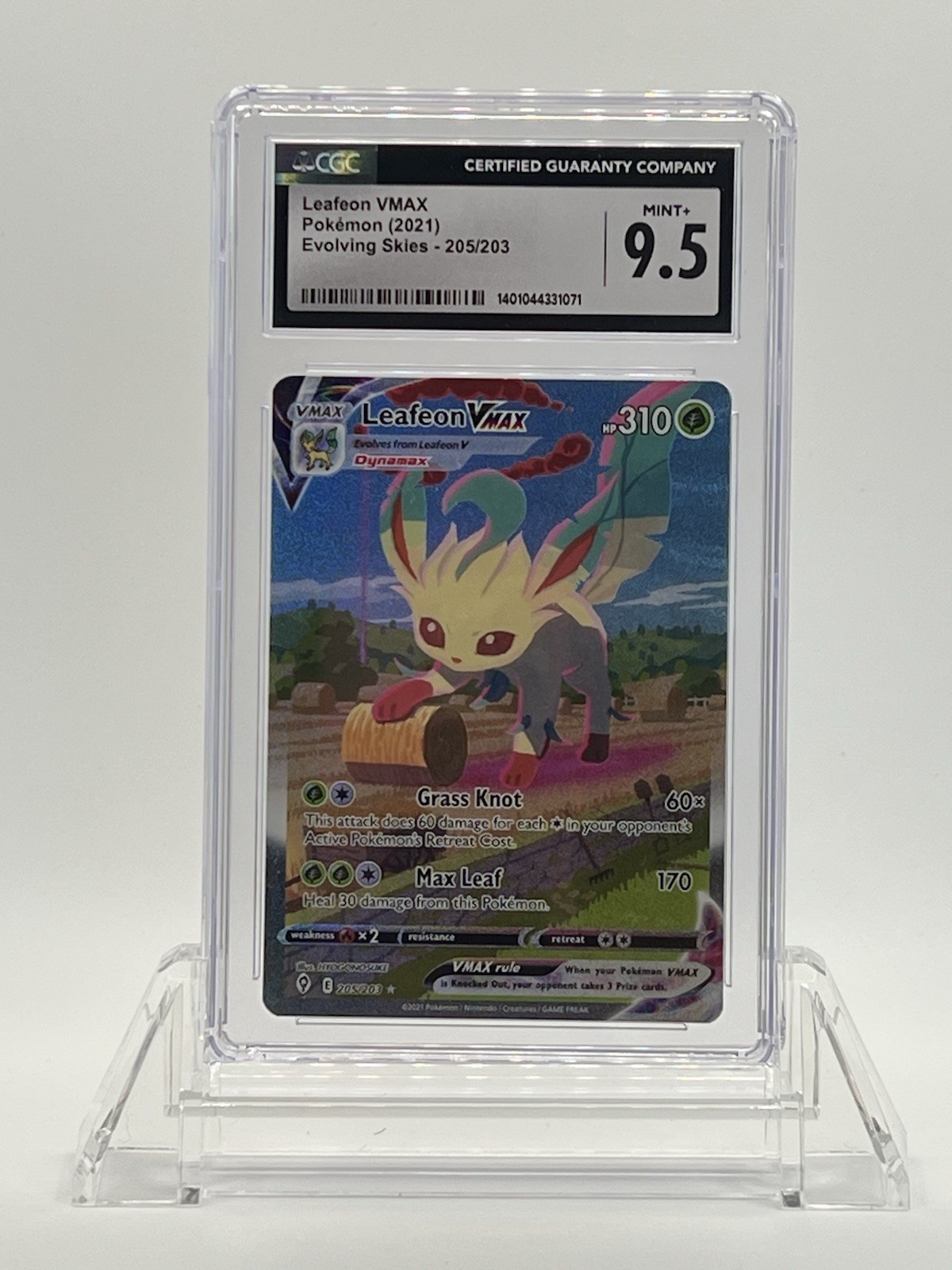 2021 Pokemon EN Evolving Skies Leafeon Vmax #205 CGC 9.5