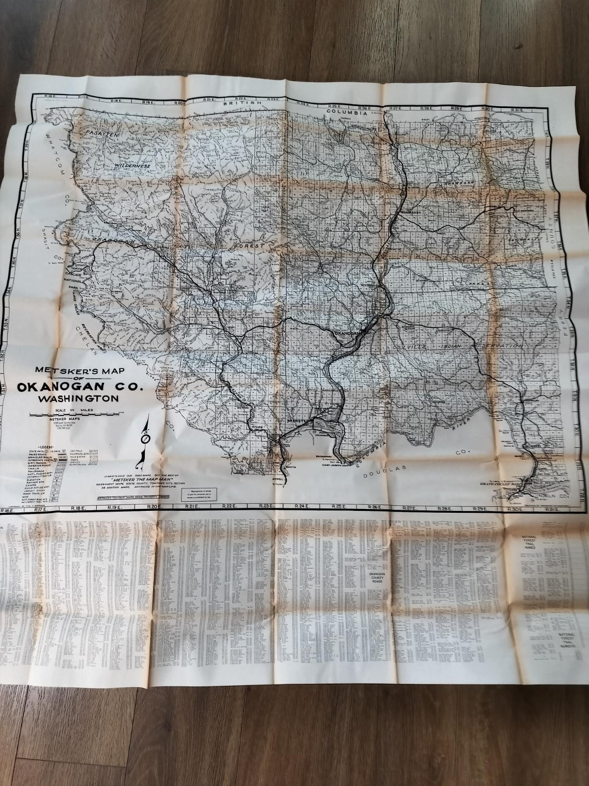 Vintage Metsker Map Okanogan County Washington c1970s – Original Folded Map