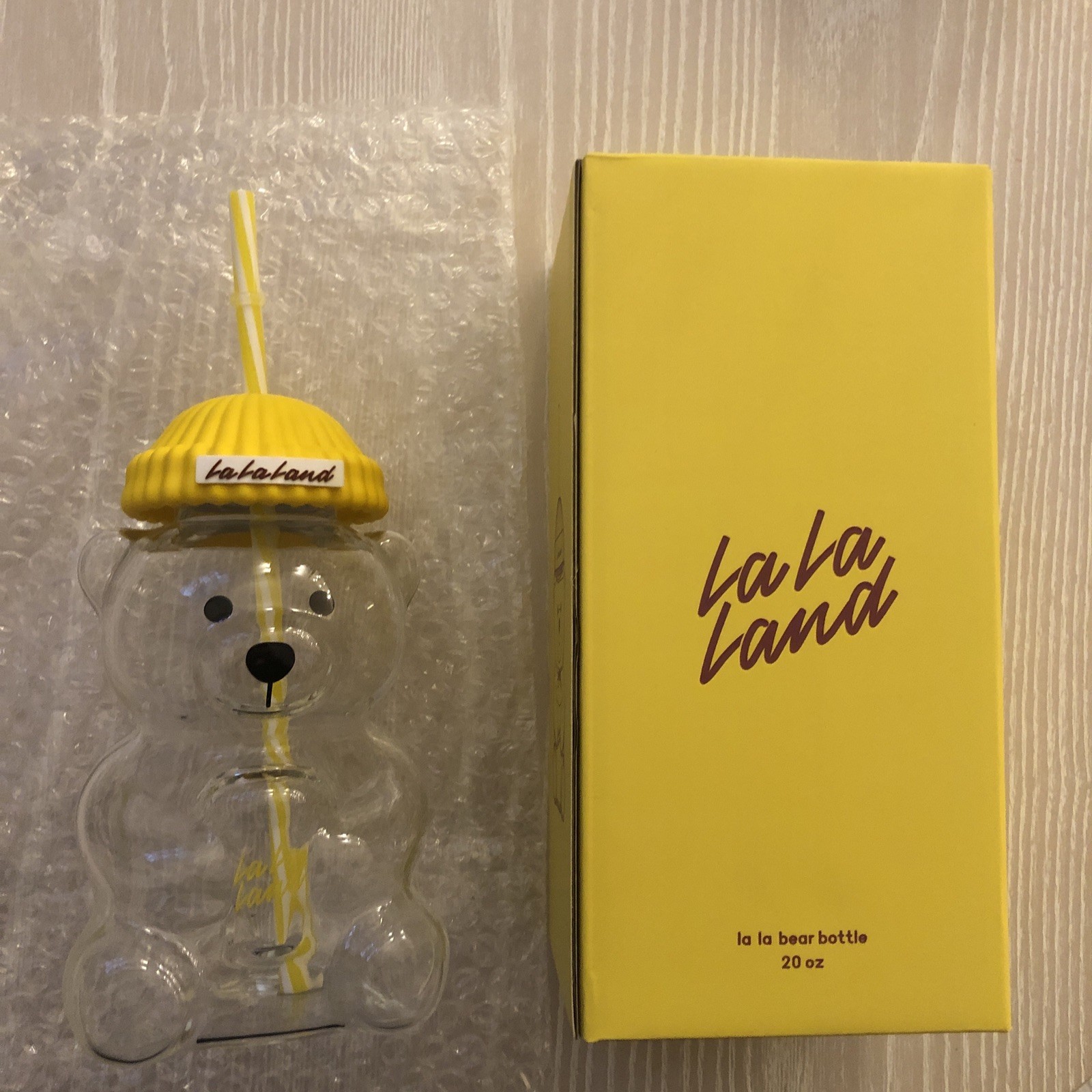 La La Land Kind Cafe Glass Yellow Bear Cup (BRAND NEW) In Box La La Land Kind Cafe Glass Yellow Bear Cup (BRAND NEW) In Box