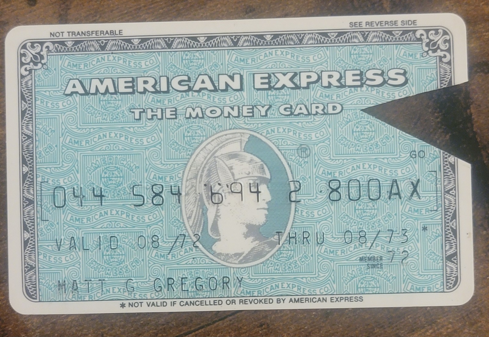 Vintage Green AMERICAN EXPRESS Credit Charge Card Expired 1973 Vintage Green AMERICAN EXPRESS Credit Charge Card Expired 1973