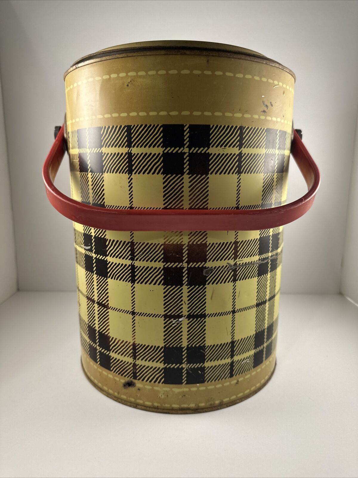 *Vintage* RARE Hamilton Skotch Yellow Plaid Party Bucket Cooler 1950s