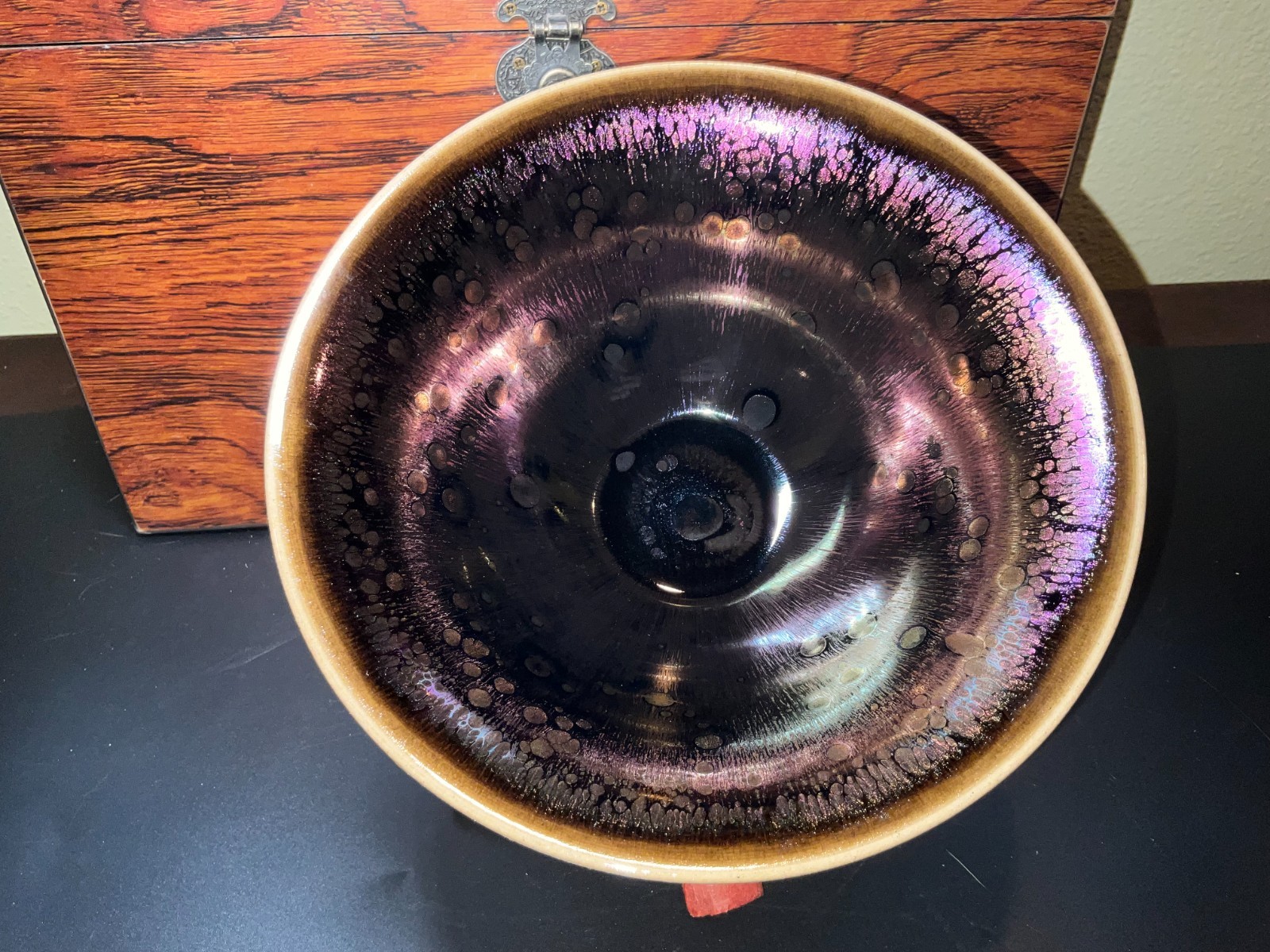 Authentic Chinese Jianzhan Tenmoku Bowl Obisidian Transformation Glaze 8.0 X3.5\