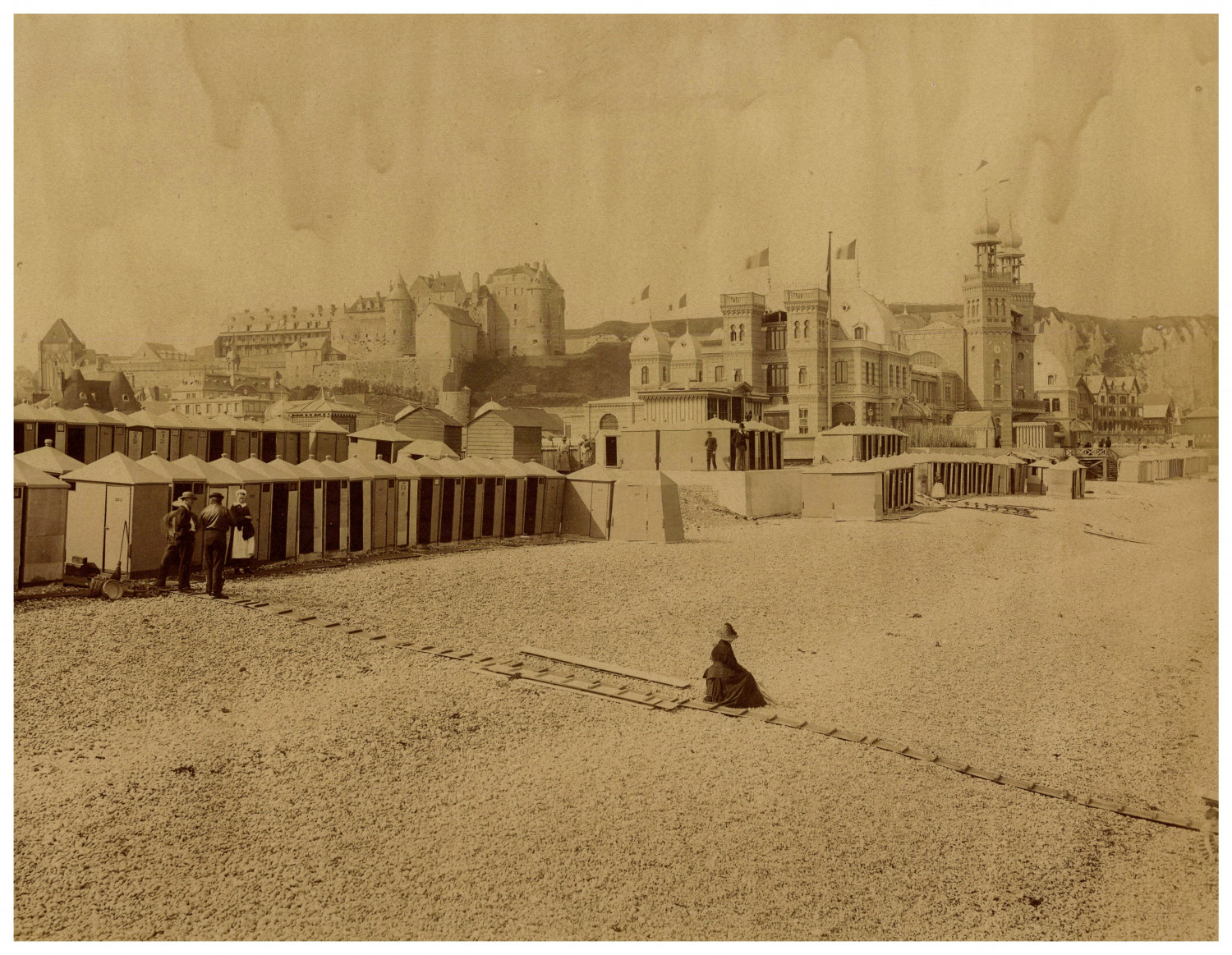 France, Dieppe, Le Casino et le Vieux Château vintage albumen print album print