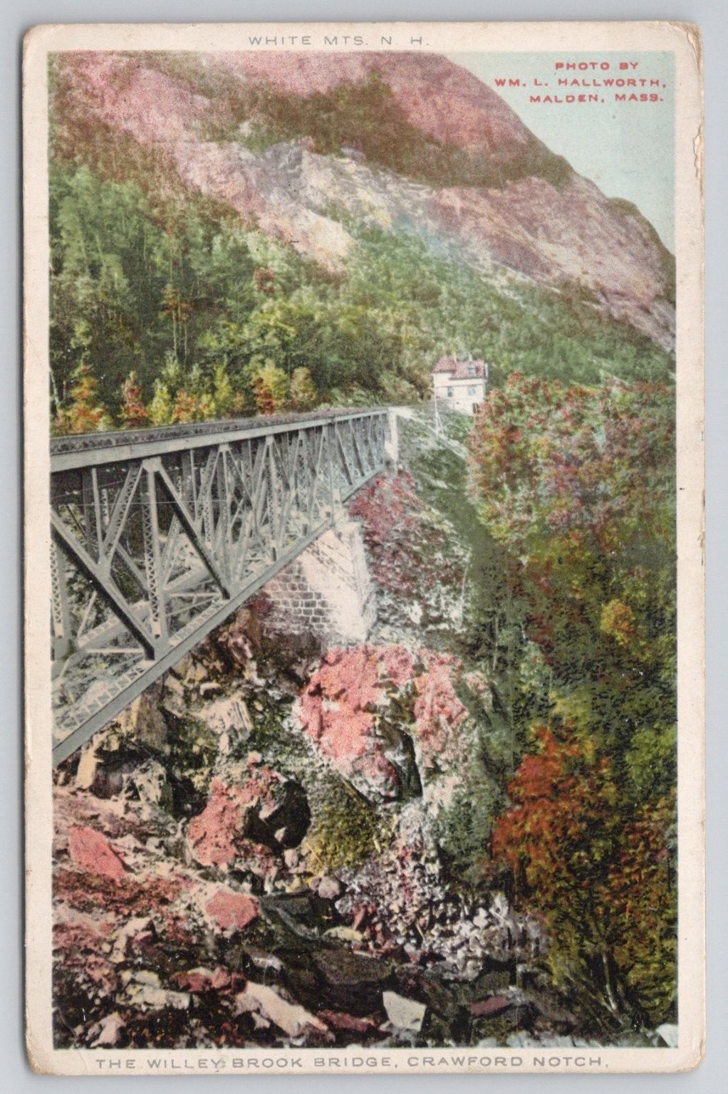 Willey Brook Bridge Crawford Notch NH White Mountains Postcard c1910s Willey Brook Bridge Crawford Notch NH White Mountains Postcard c1910s
