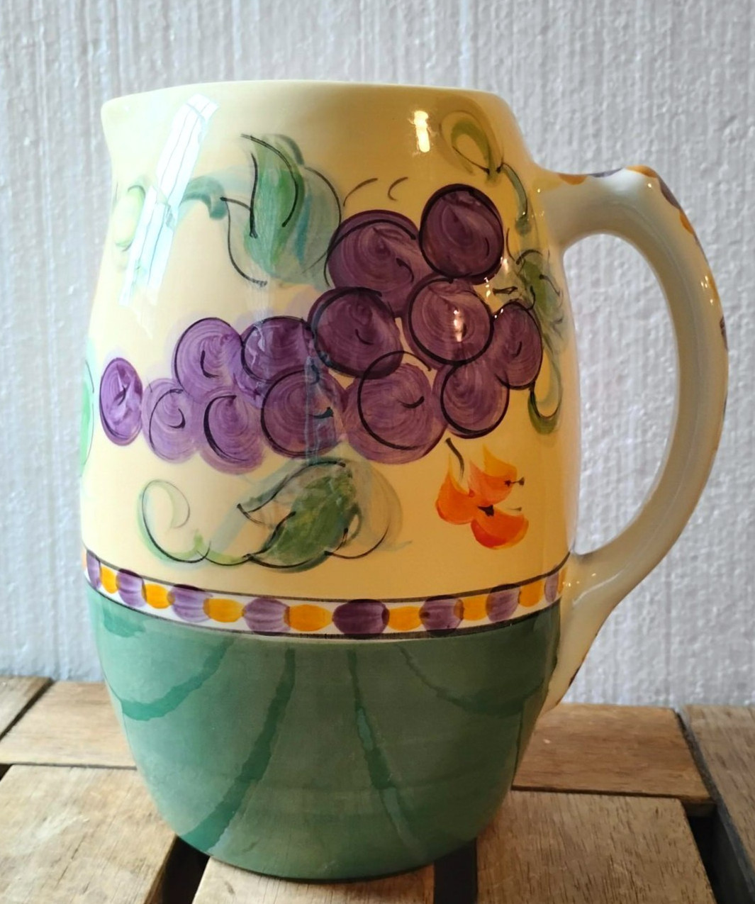 Gail Pittman 8 Inch Pitcher for Beau Rivage Hotel Grapes Gail Pittman 8 Inch Pitcher for Beau Rivage Hotel Grapes
