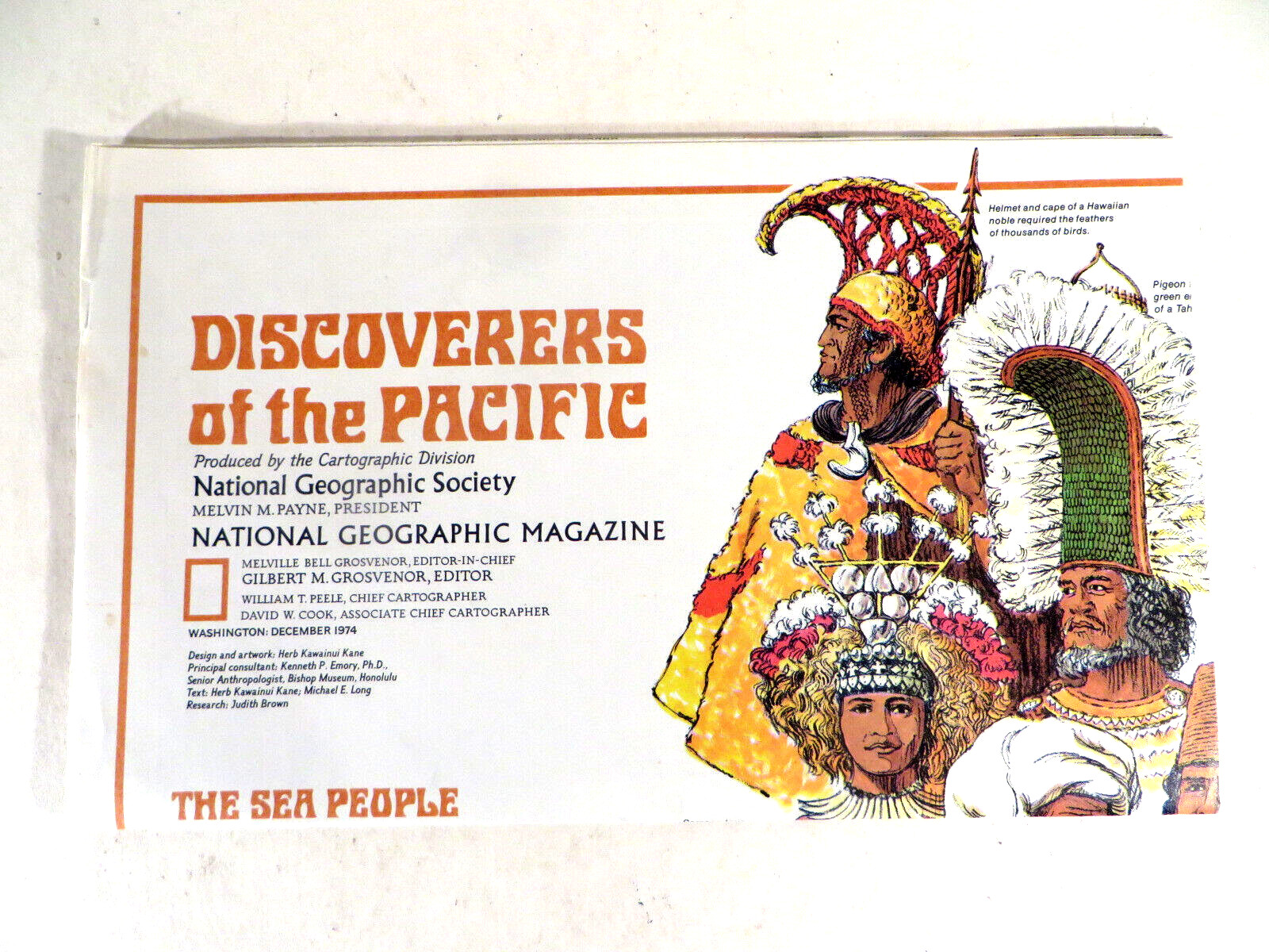 Discoverers of The Pacific 1974 National Geographic Society Fold Out Map/Poster