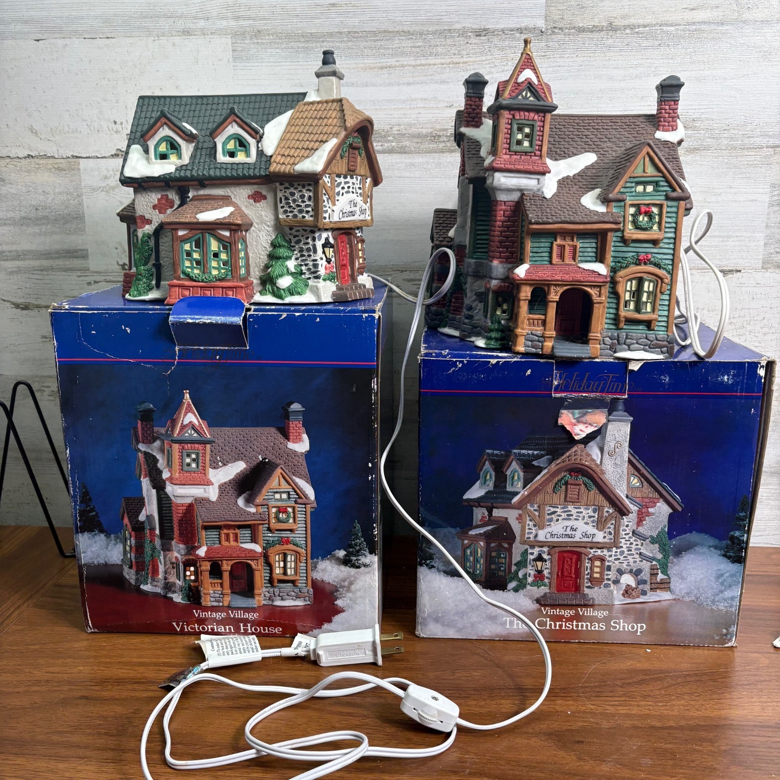 Vintage Holiday Time Christmas Village, Christmas Shop and Victorian House Vintage Holiday Time Christmas Village, Christmas Shop and Victorian House