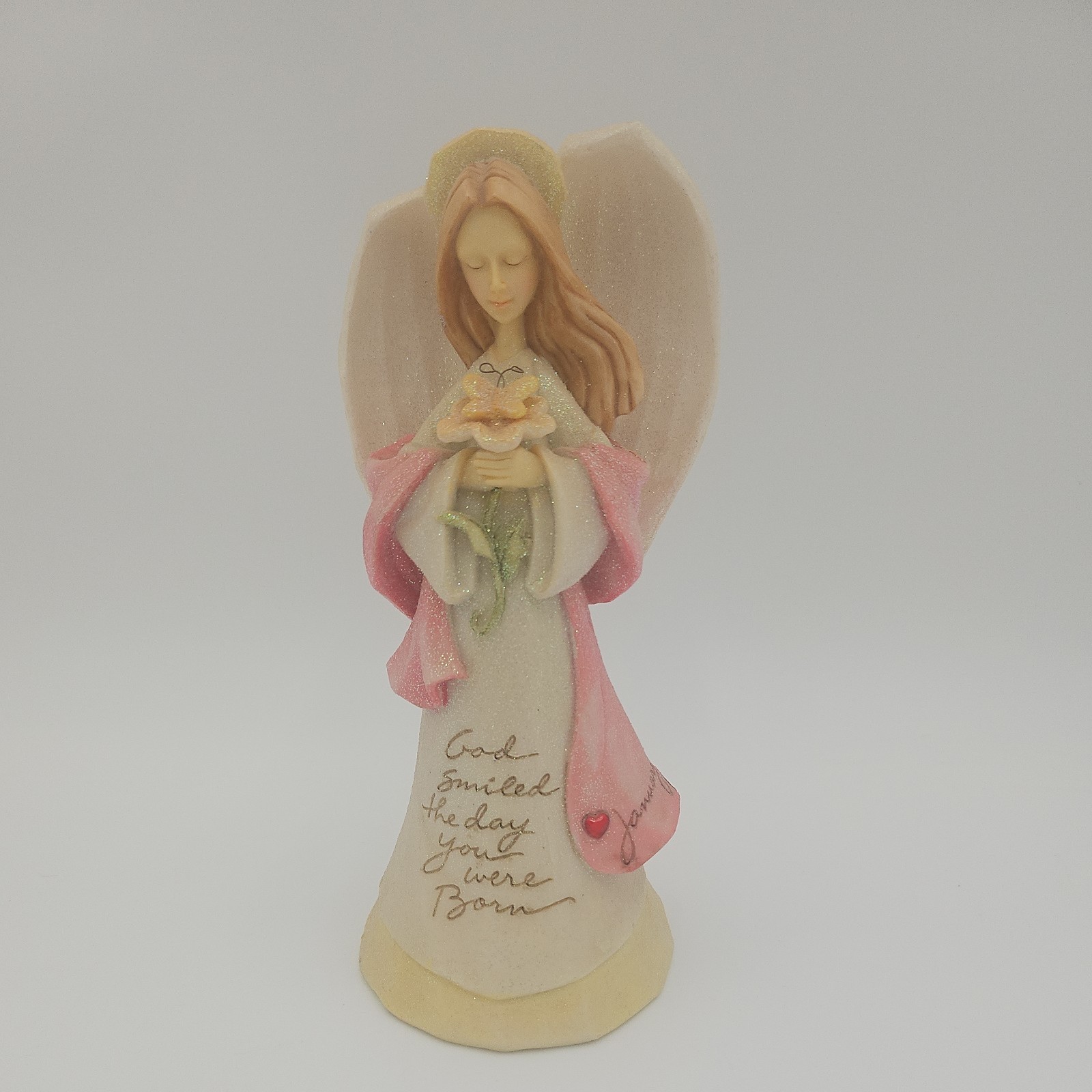 Foundations by Enesco Angels Figurine January God Smiled The Day You Were Born