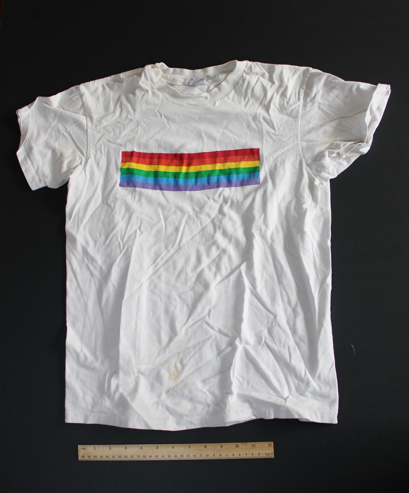 Original Gay LGBTQ Lesbian Pride Rainbow T-Shirt Hanes Beefy T Size M 