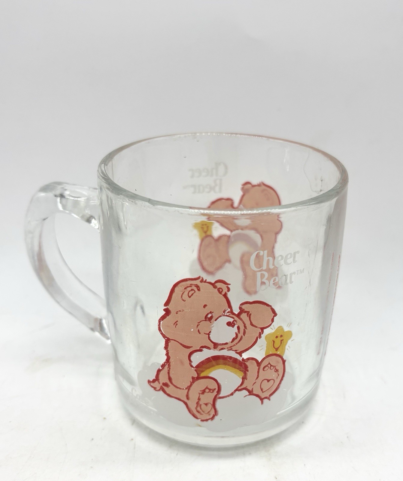 Care Bears Cheer Bear Glass Mug Vintage 1984 American Greetings Coffee Cup VTG Care Bears Cheer Bear Glass Mug Vintage 1984 American Greetings Coffee Cup VTG
