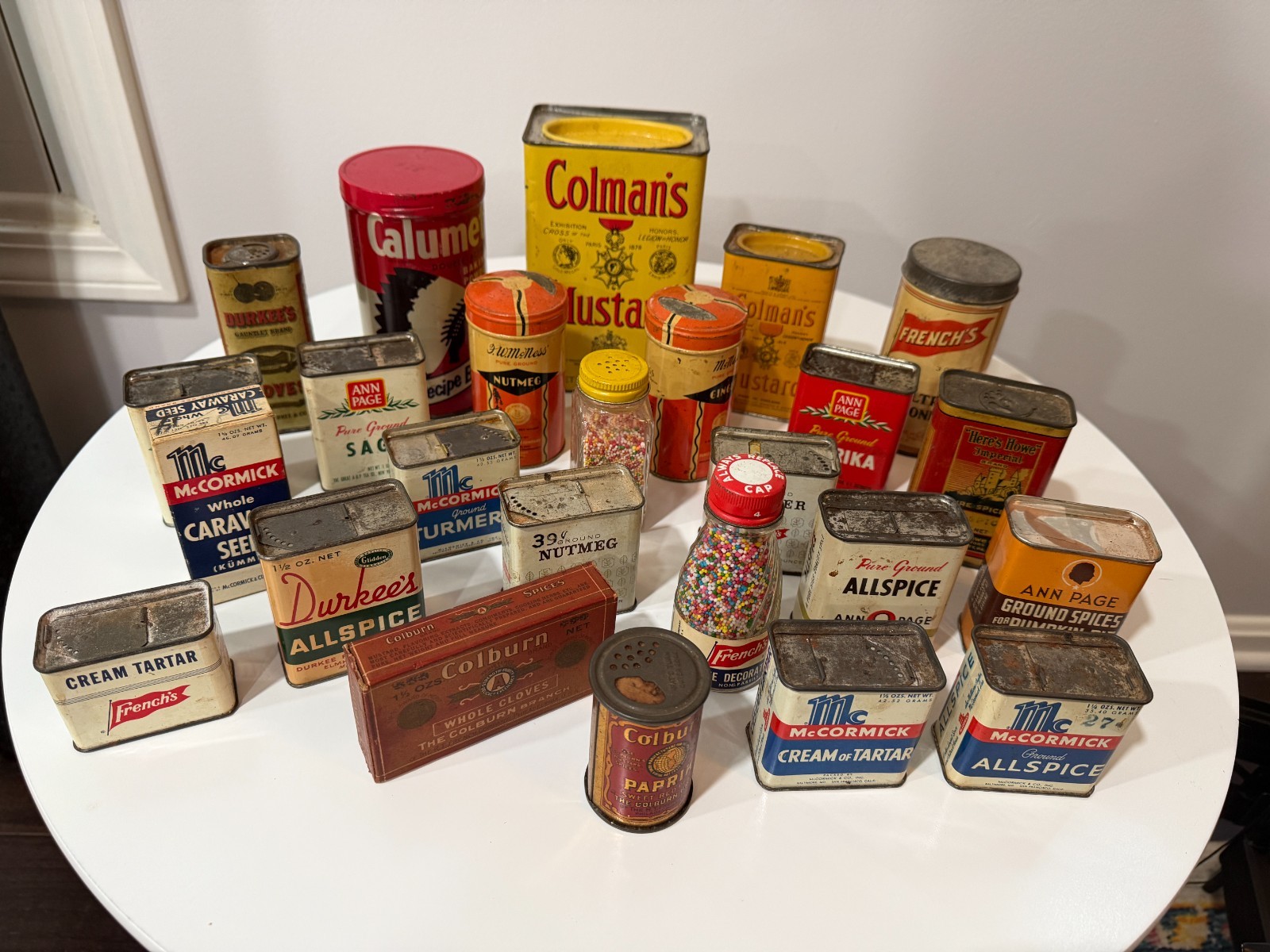 Lot of vintage (25) spice tins retro advertising McCormick Ann Page French's