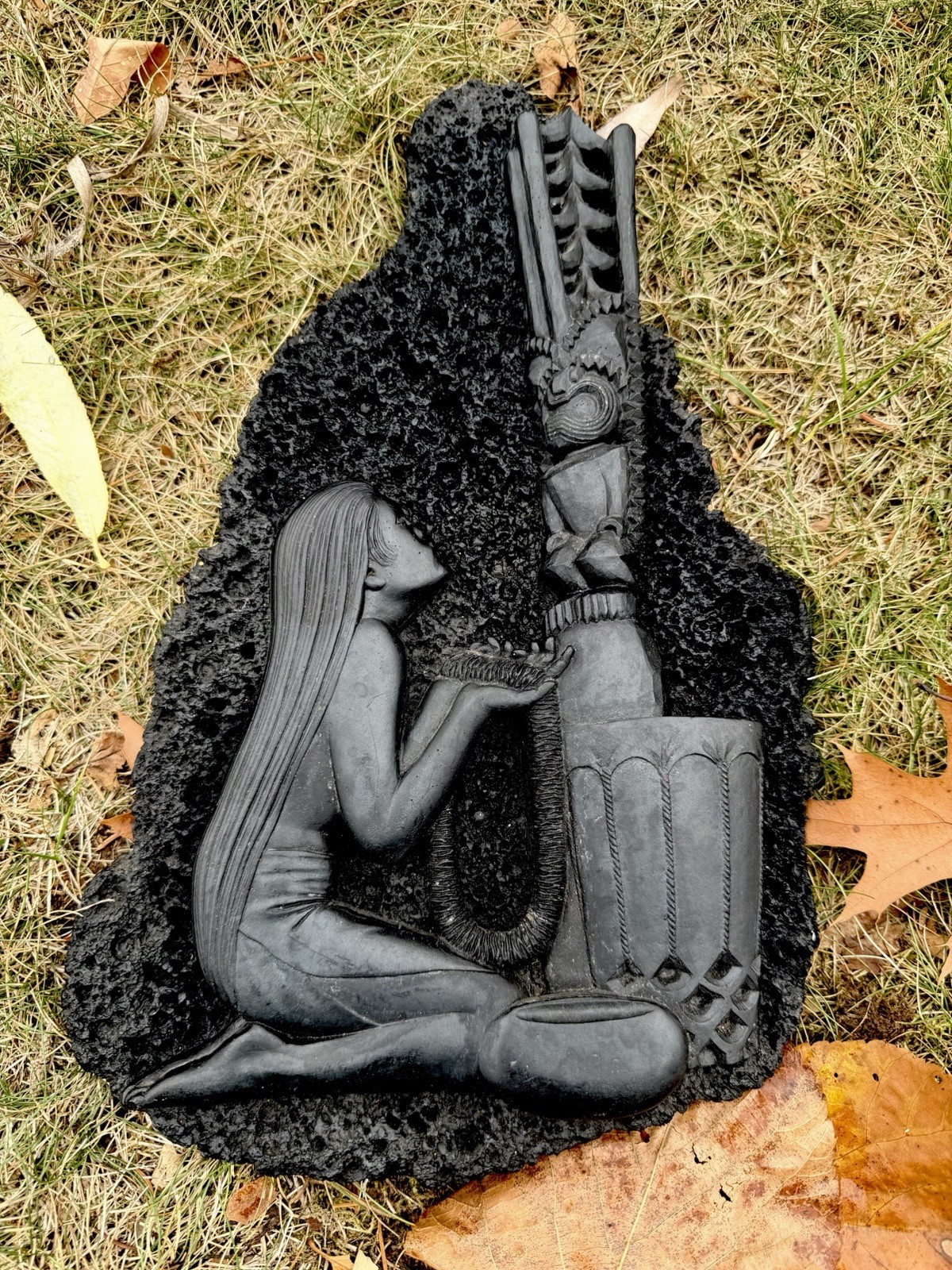 Vintage CoCo Joe's Lava Rock Woman Hawaiian TIKI BAR Wall Hanging THE GOD LONO