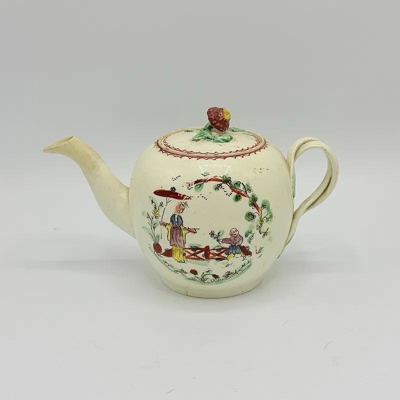 c1770 English Creamware Chinoiserie Teapot David Rhodes School Poss Wedgwood